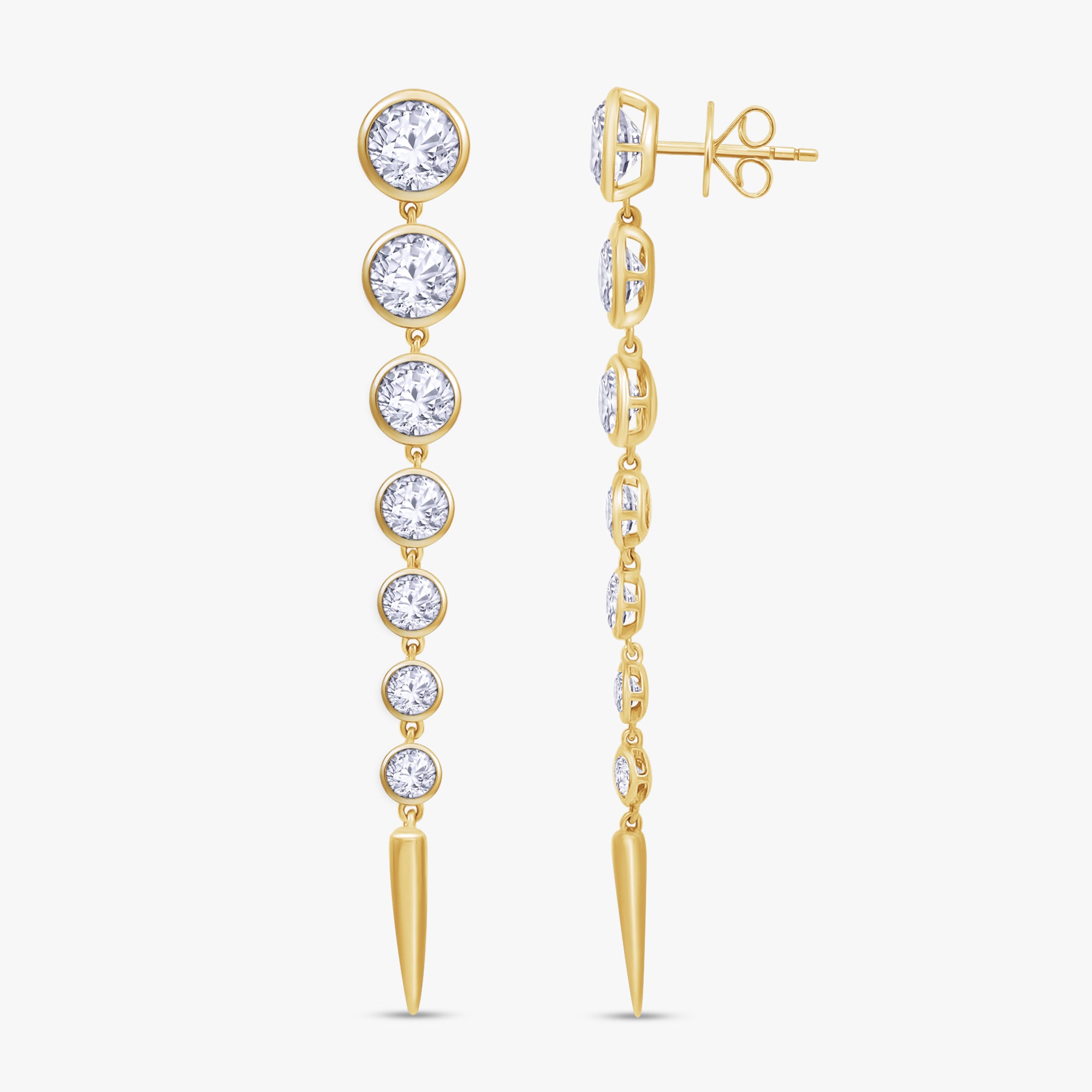5.30 Carat Round Cut Lab Grown Diamond Linear Drop Earrings