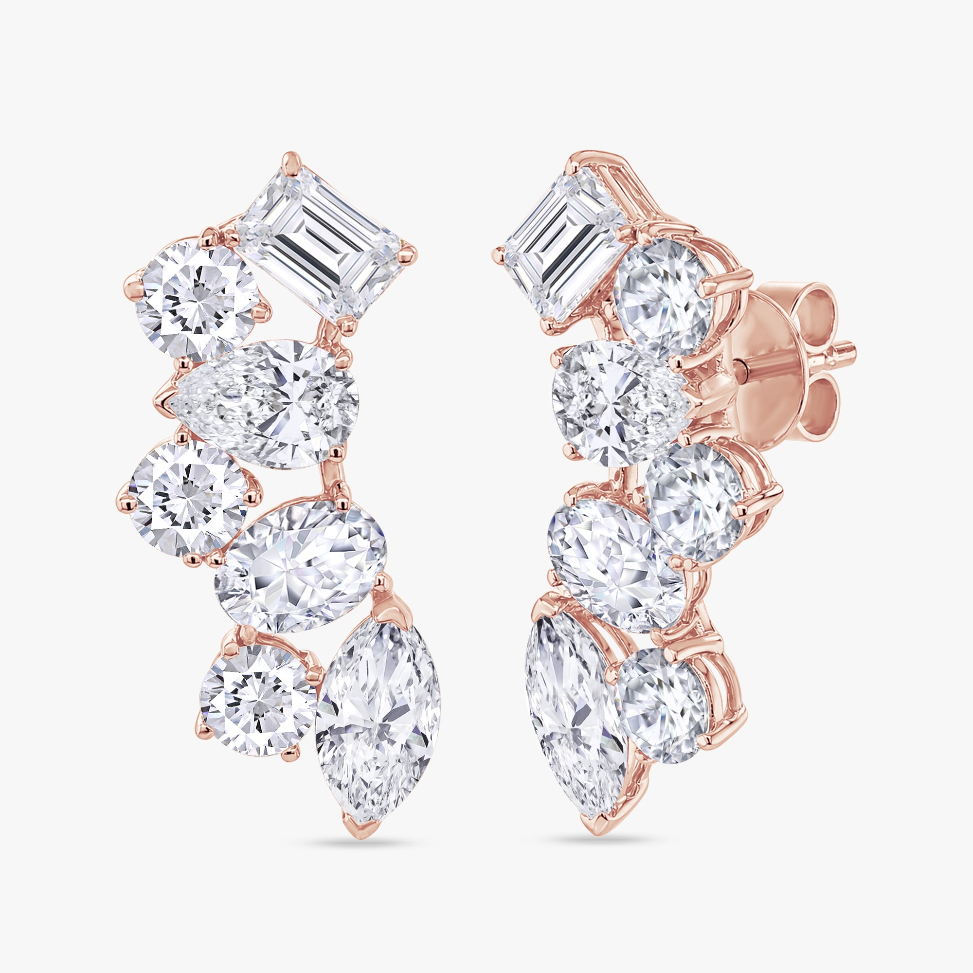 6.00 Carat Lab Grown Diamond Ear Climbers Stud Earrings