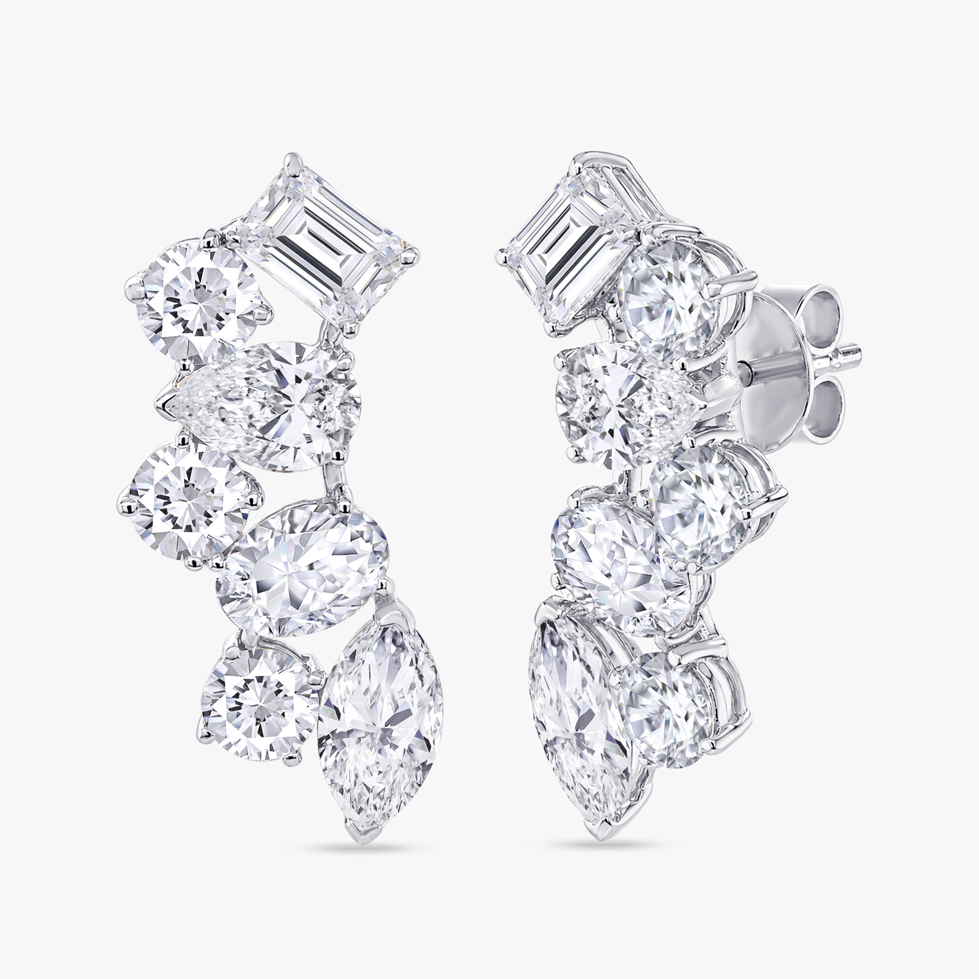 6.00 Carat Lab Grown Diamond Ear Climbers Stud Earrings
