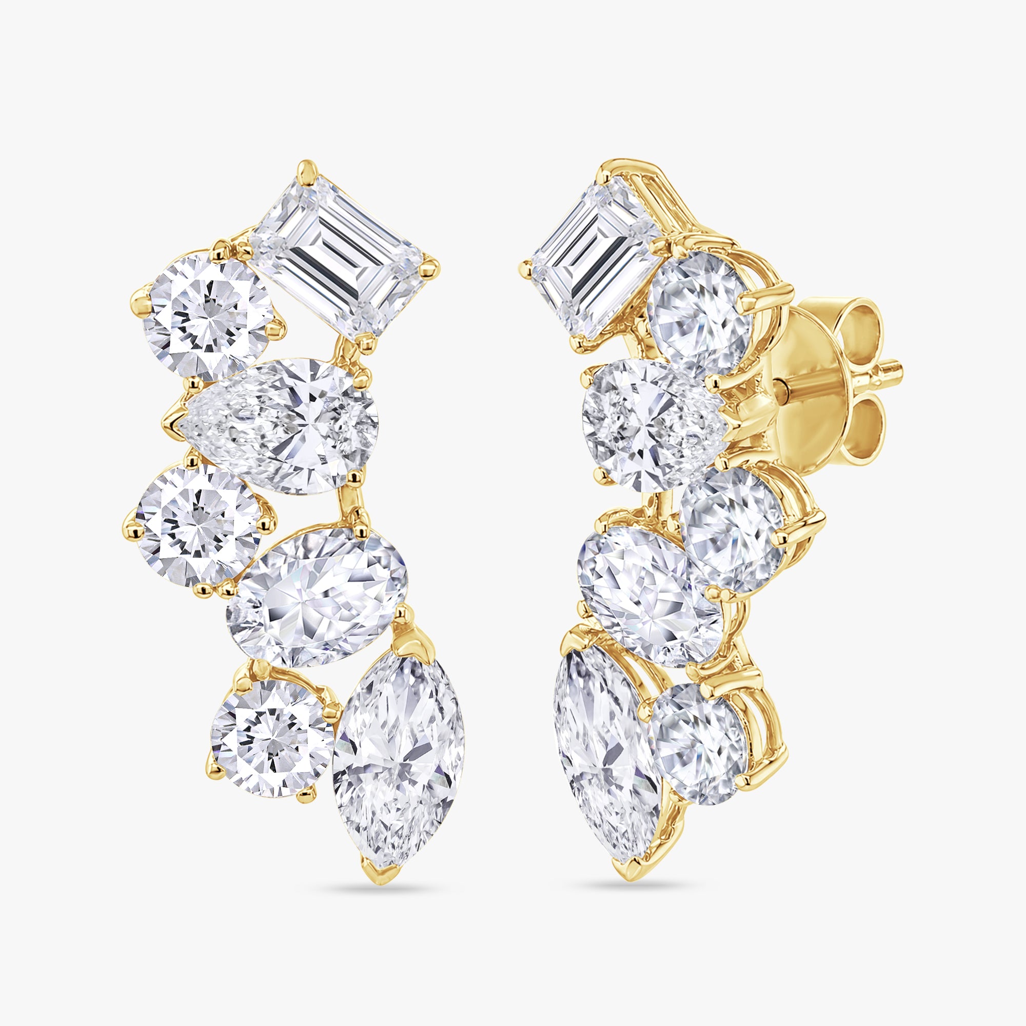 6.00 Carat Lab Grown Diamond Ear Climbers Stud Earrings
