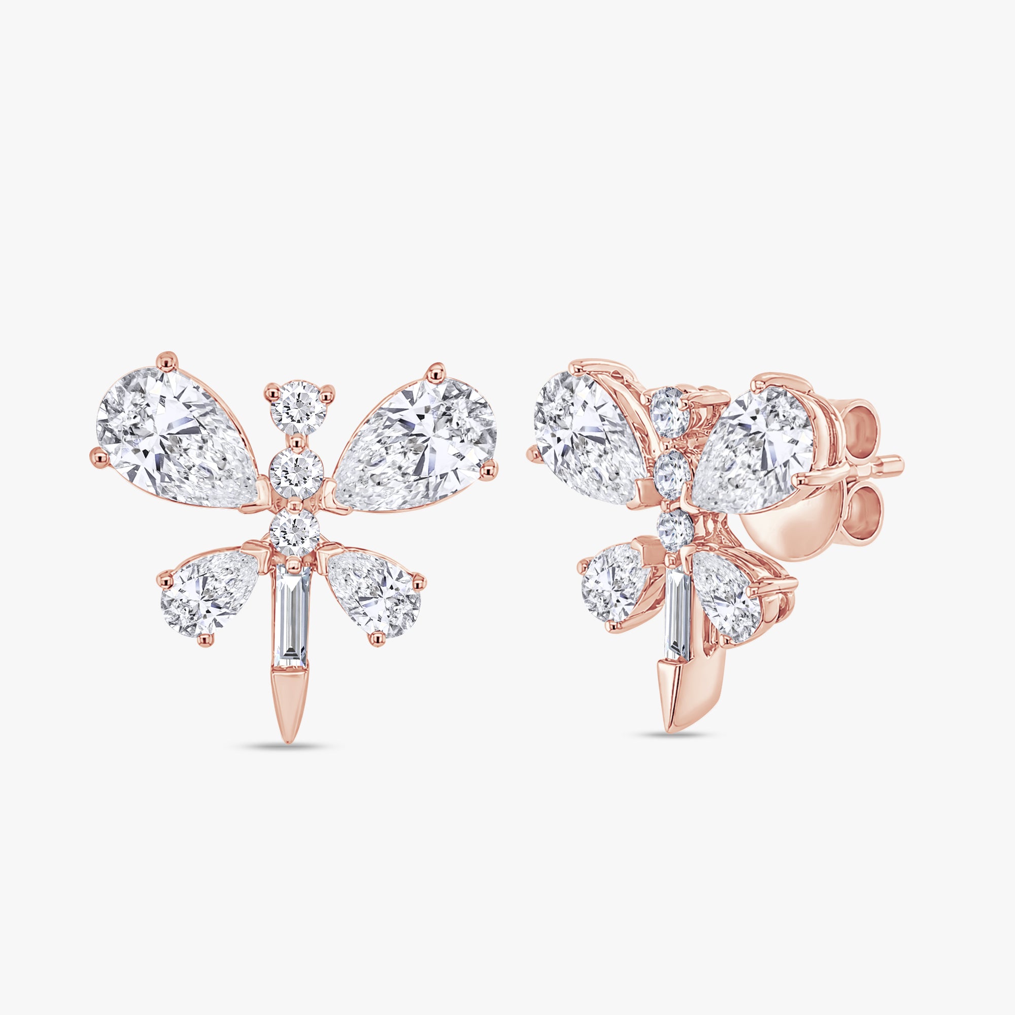 2.20 Carat Lab Grown Diamond Butterfly Stud Earrings