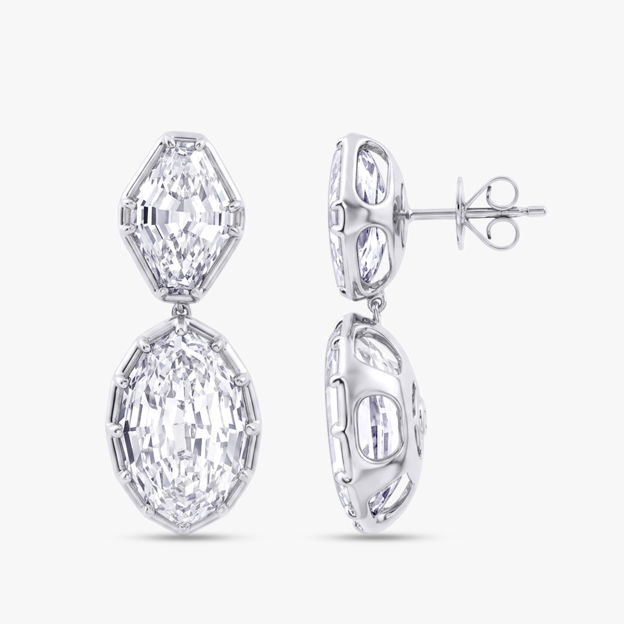 21.50 Carat Lab Grown Diamond Dangle Drop Stud Earrings