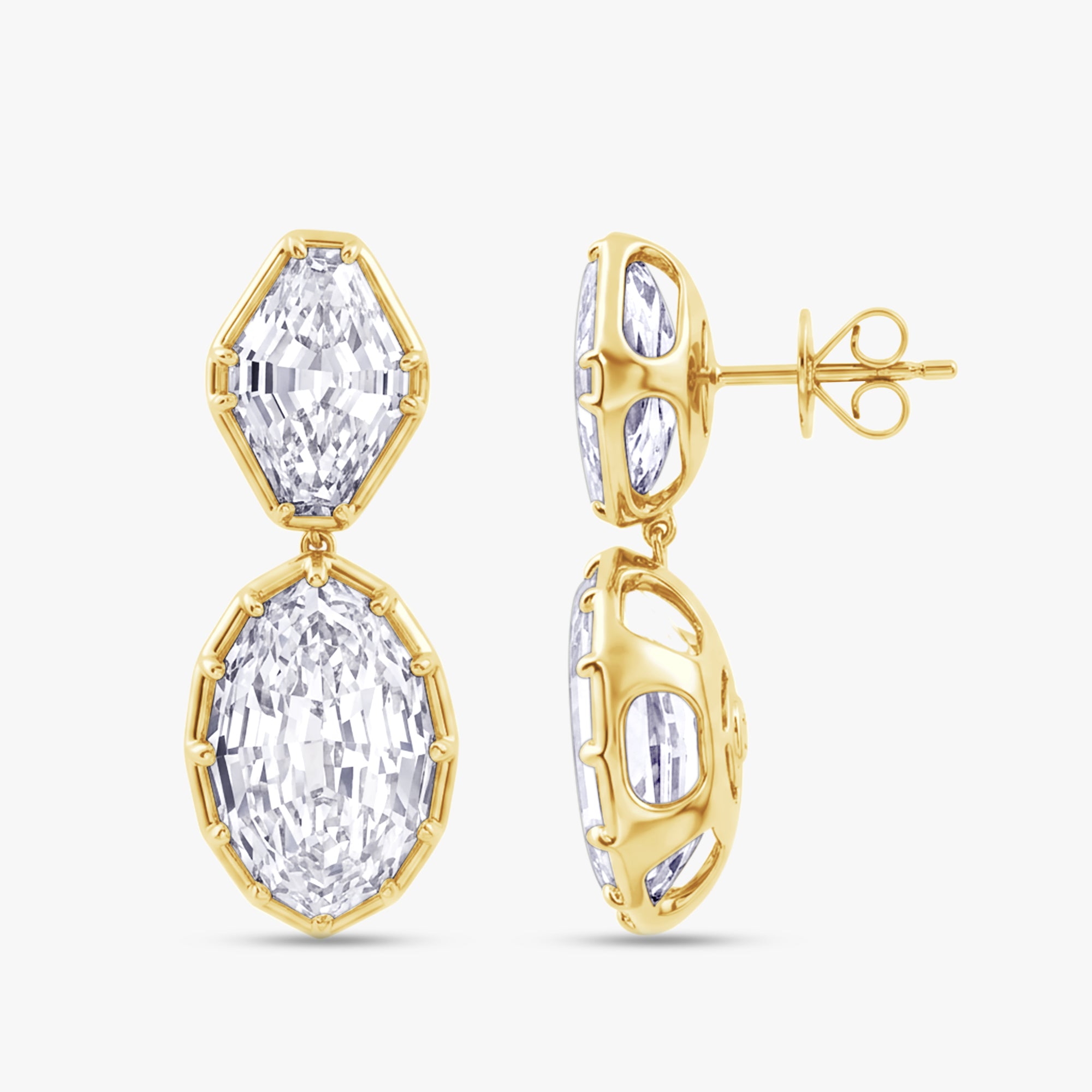 21.50 Carat Lab Grown Diamond Dangle Drop Stud Earrings