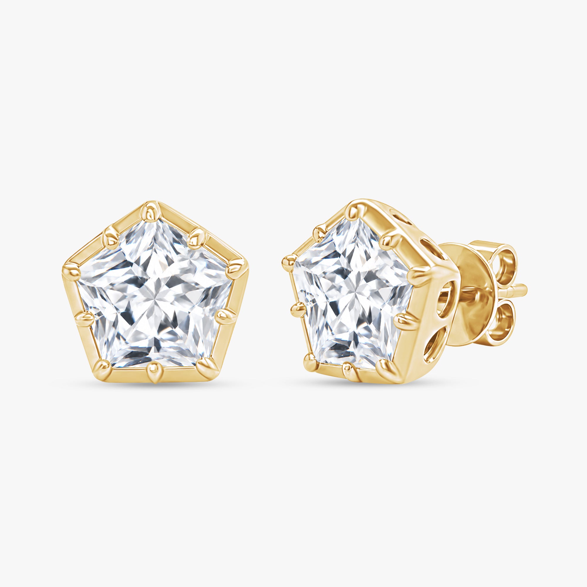 5.20 Carat Pentagon Cut Lab Grown Diamond Solitaire Stud Earrings