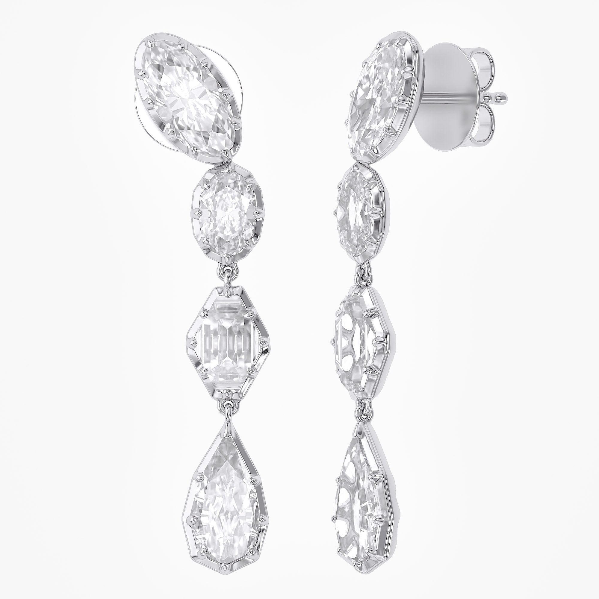 7.00 ctw Radiant Symphony Multi-Shape Lab Grown Diamond Drop Earrings