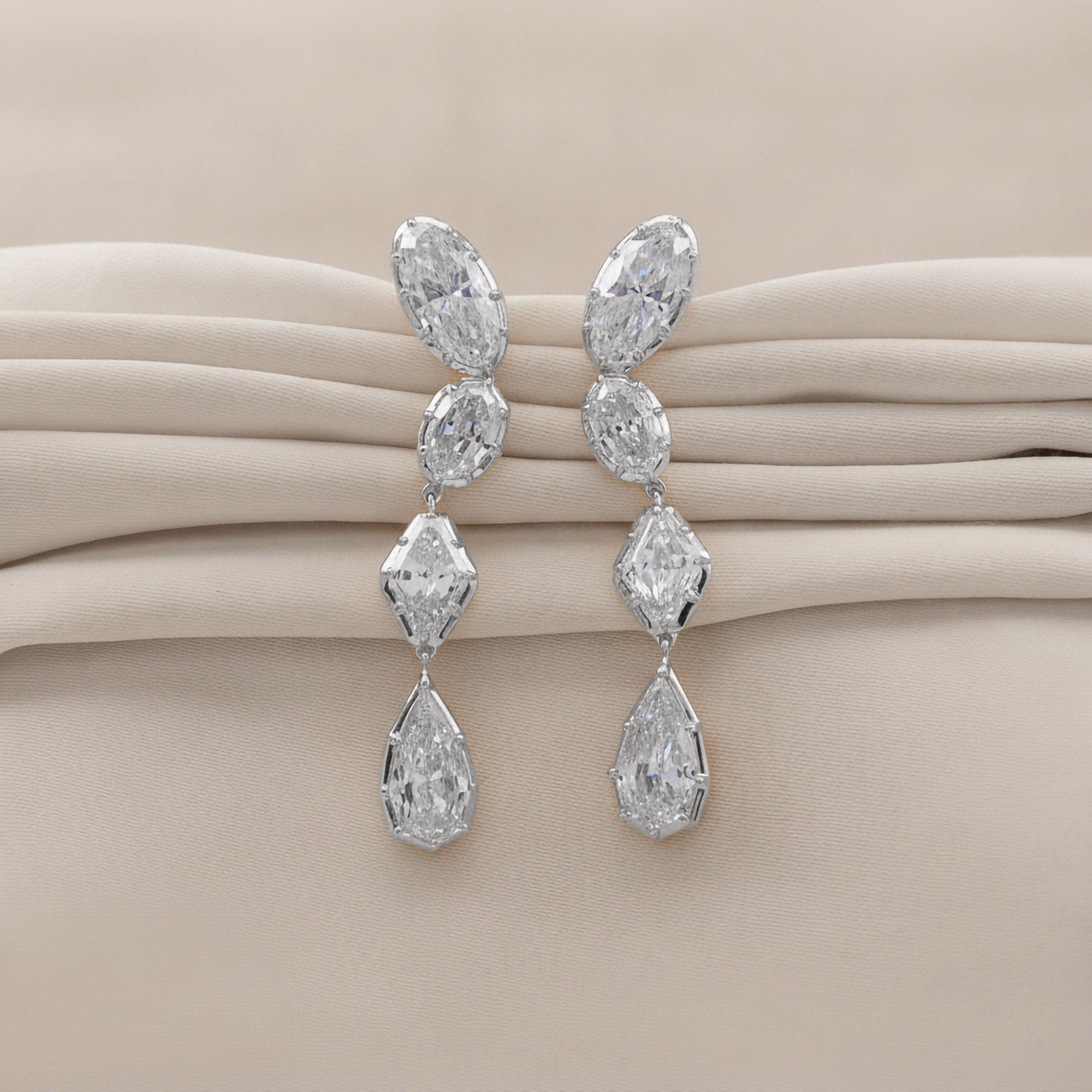7.00 ctw Radiant Symphony Multi-Shape Lab Grown Diamond Drop Earrings