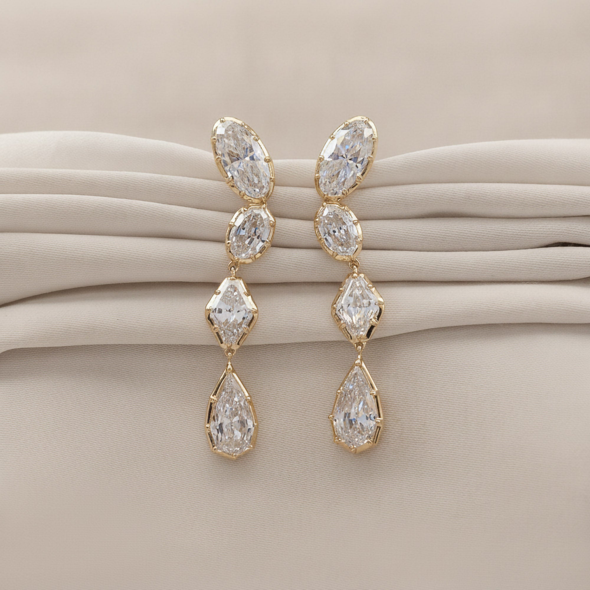 7.00 ctw Radiant Symphony Multi-Shape Lab Grown Diamond Drop Earrings