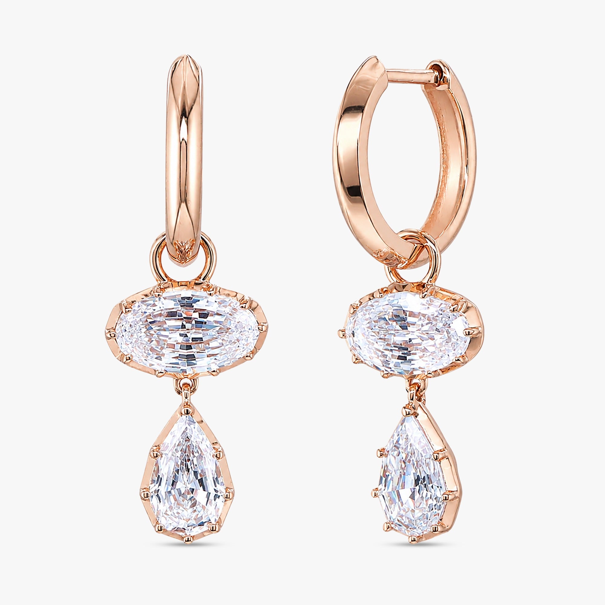 2.70 Ct Oval and Pear Shape Lab Grown diamond drop Earrings