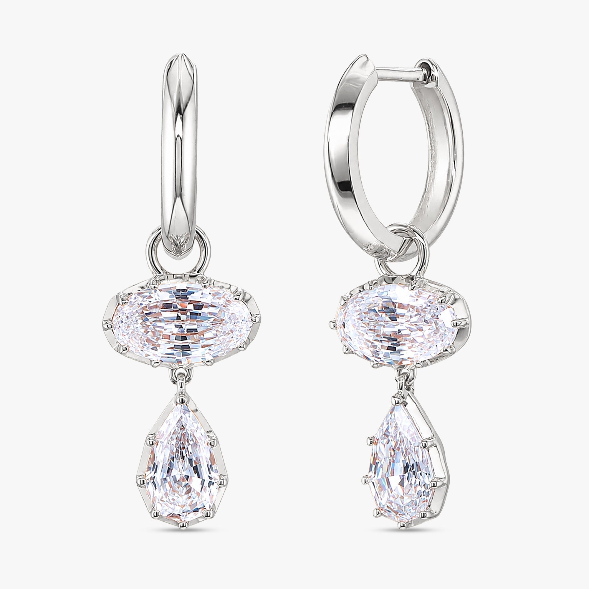 2.70 Ct Oval and Pear Shape Lab Grown diamond drop Earrings