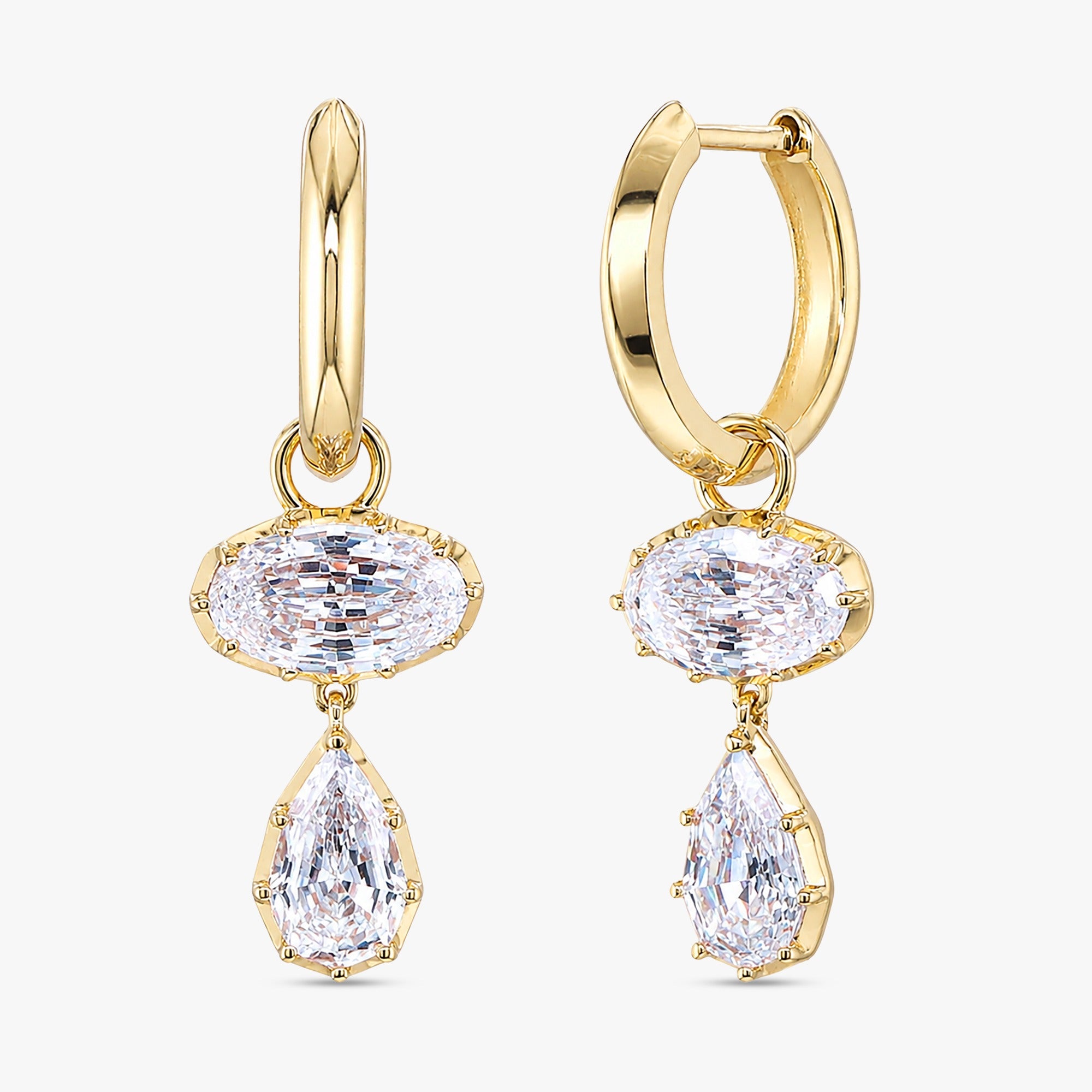 2.70 Ct Oval and Pear Shape Lab Grown diamond drop Earrings