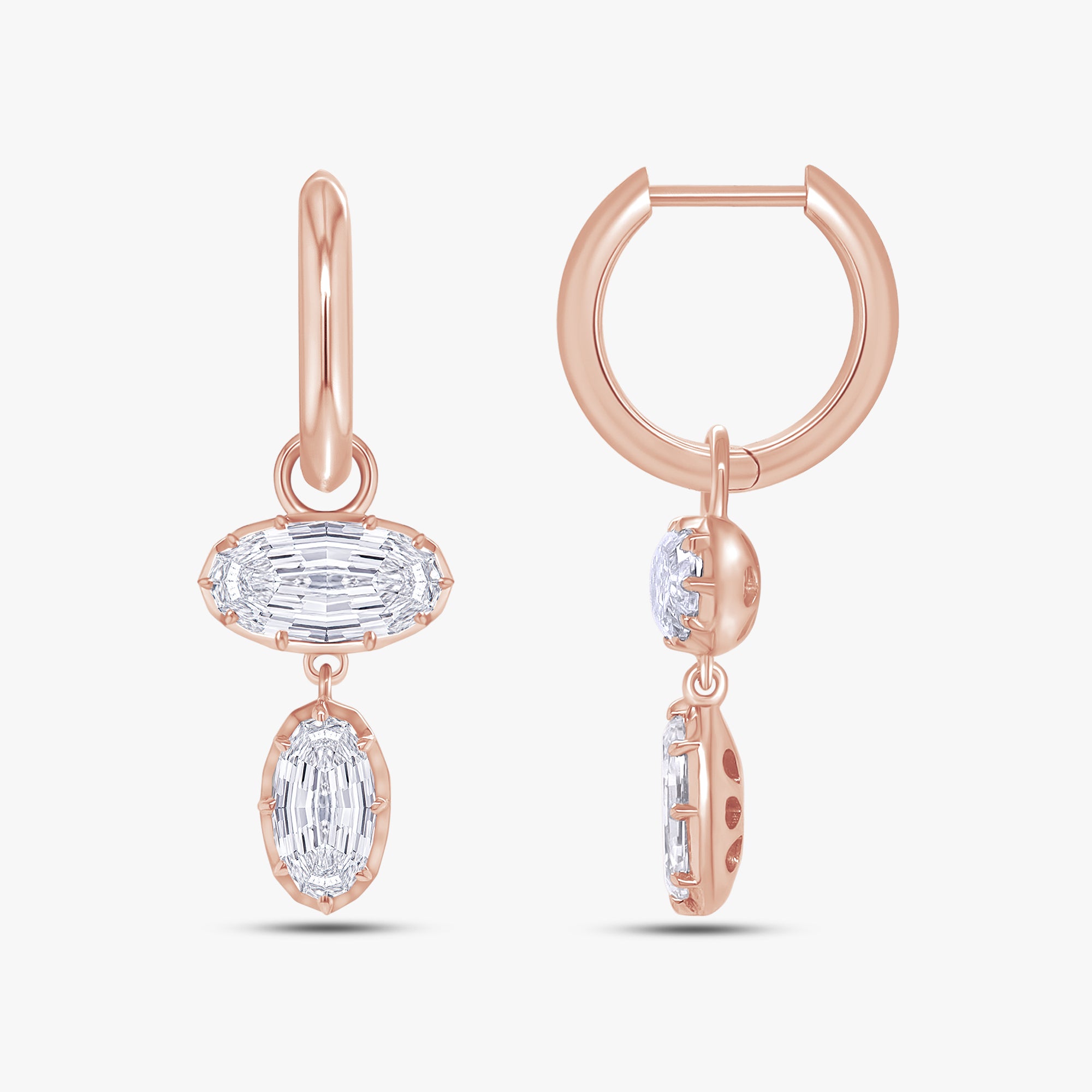 2.70 CTW Graduated Oval Lab Grown Diamond Drop Earrings
