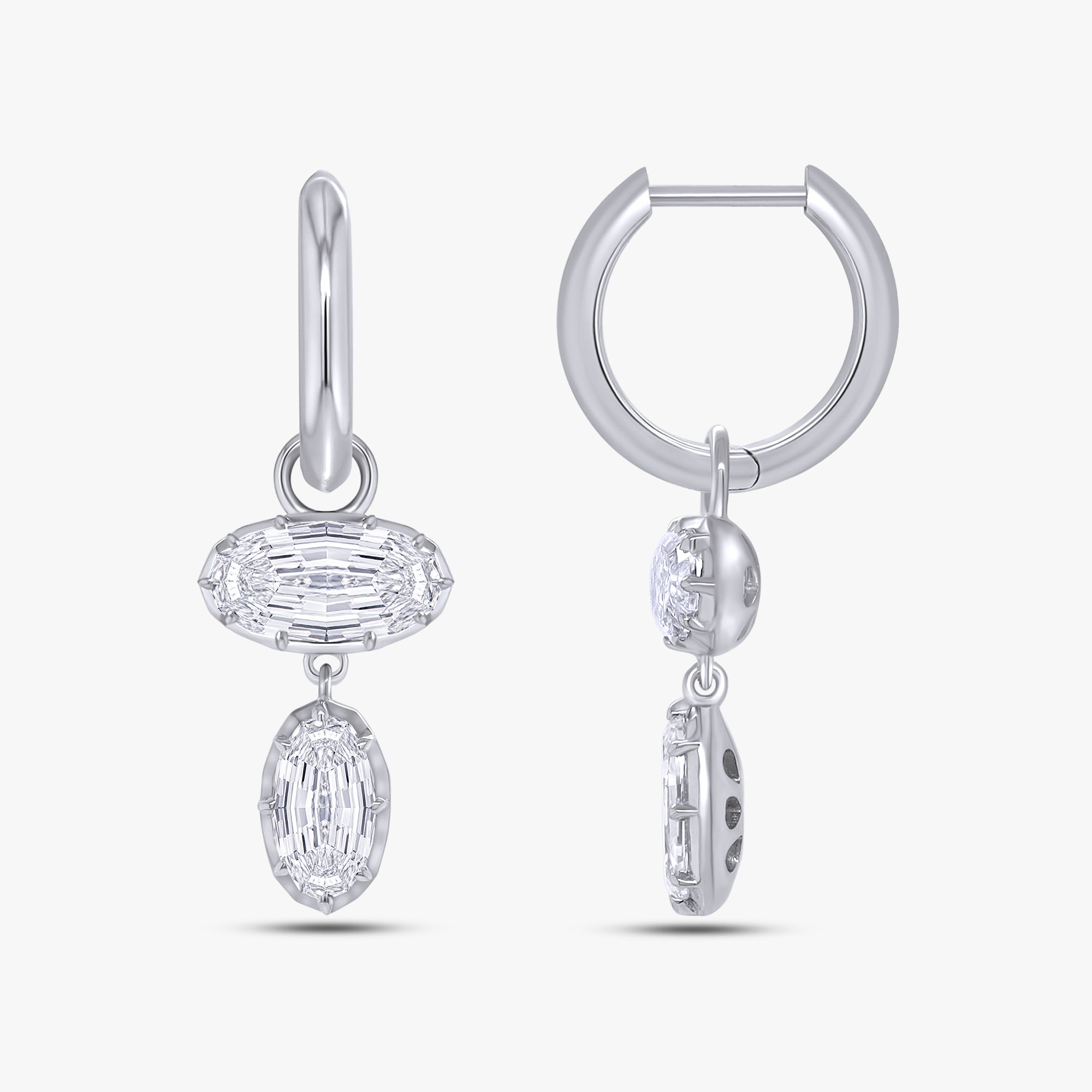 2.70 CTW Graduated Oval Lab Grown Diamond Drop Earrings