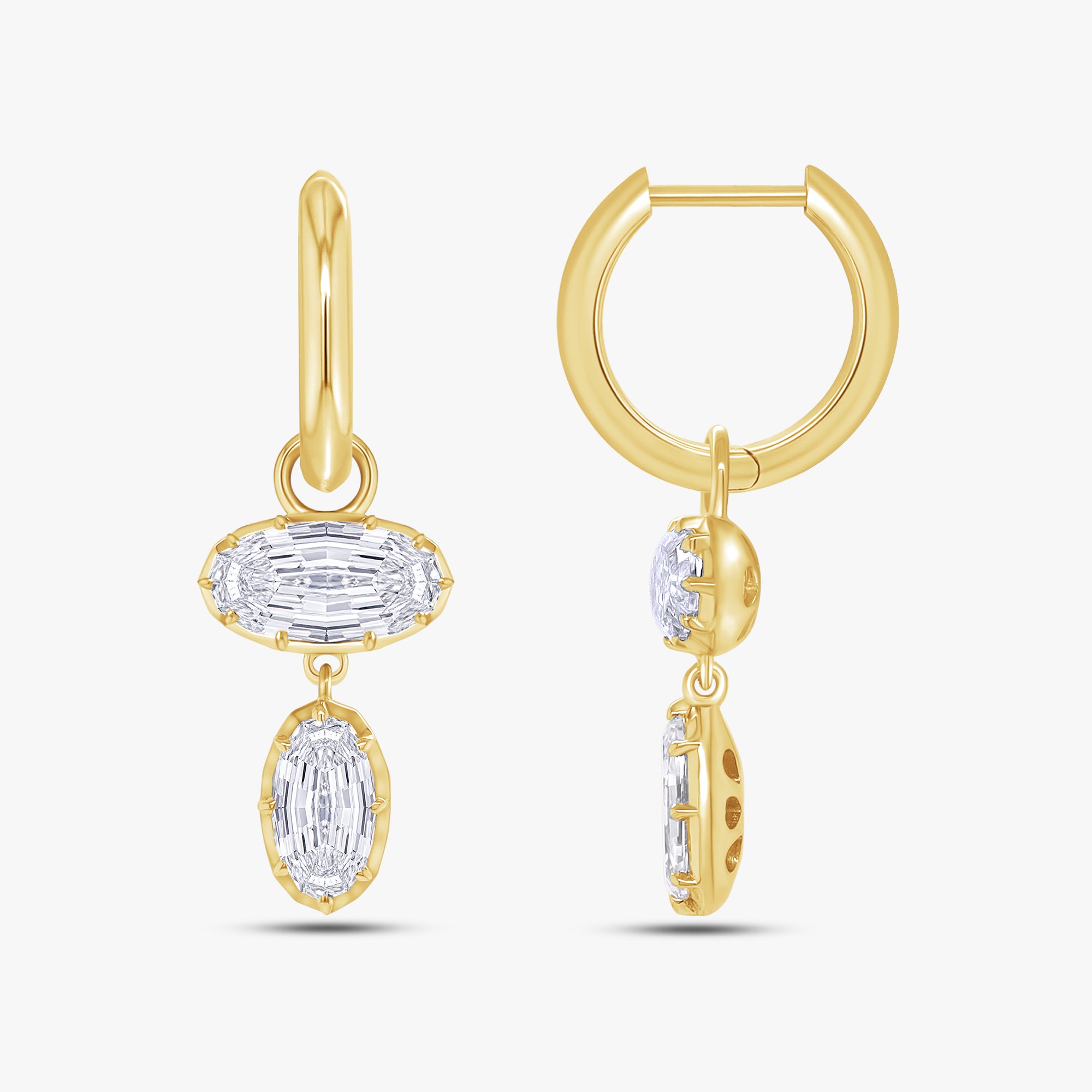 2.70 CTW Graduated Oval Lab Grown Diamond Drop Earrings