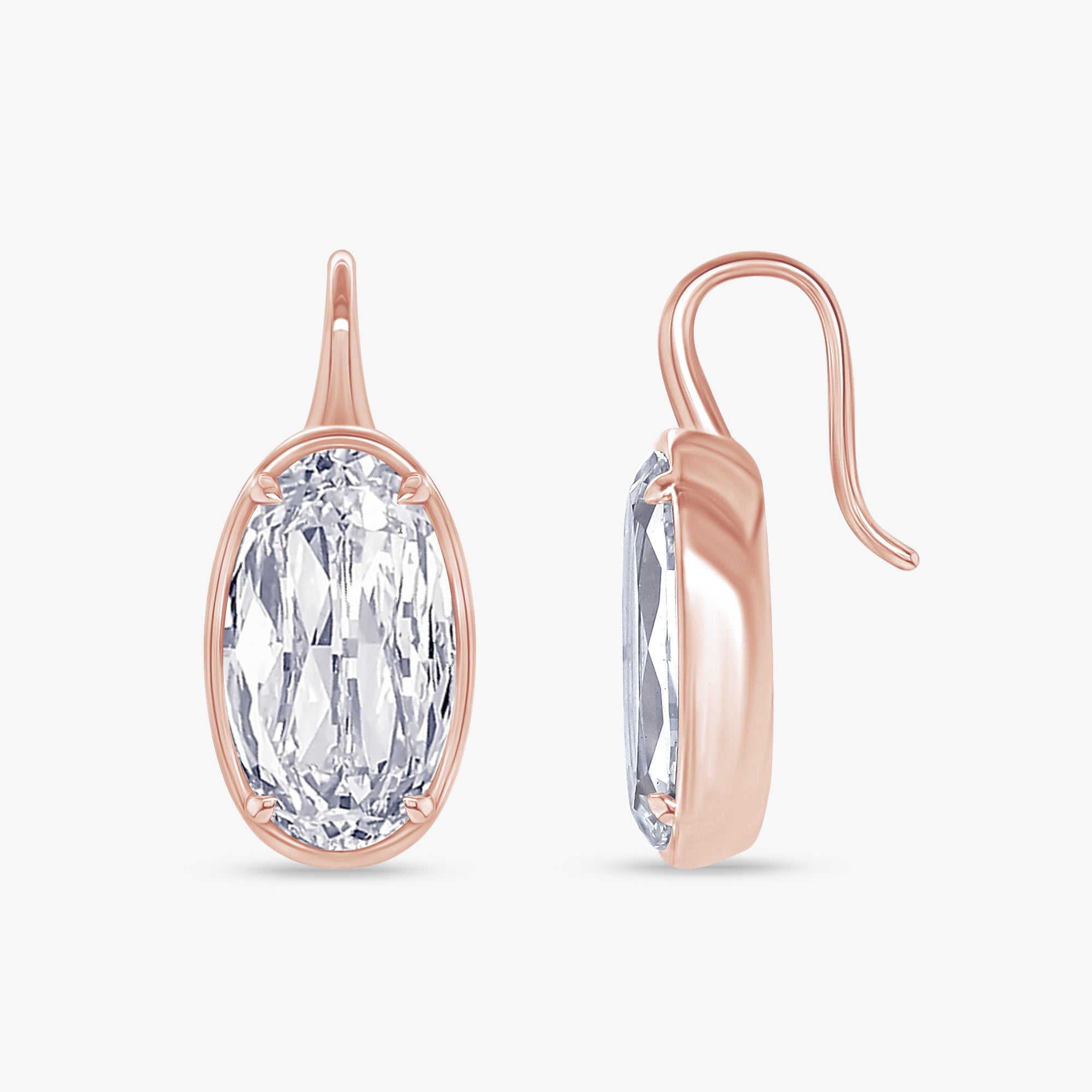 8.30 Carat Oval Cut Lab Grown Diamond Solitaire Hook Earrings
