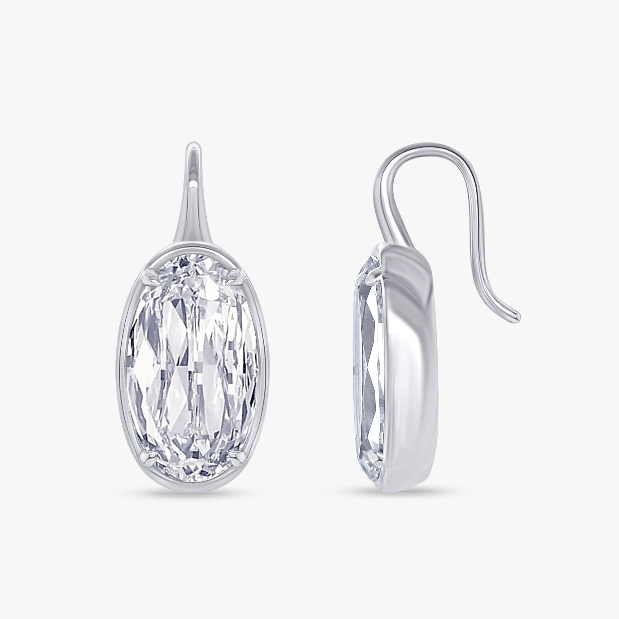 8.30 Carat Oval Cut Lab Grown Diamond Solitaire Hook Earrings