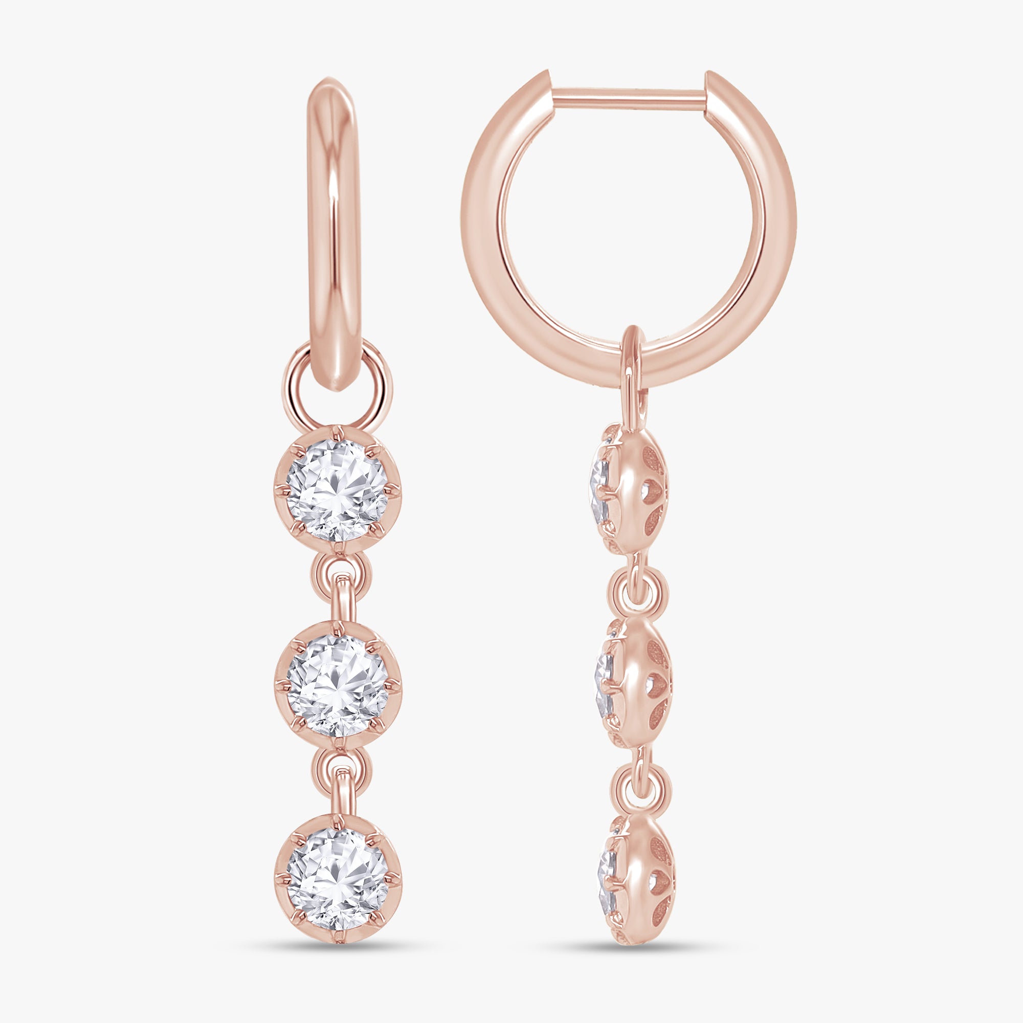 1.50 Carat Round Cut Lab Grown Diamond Dangle Drop Earrings