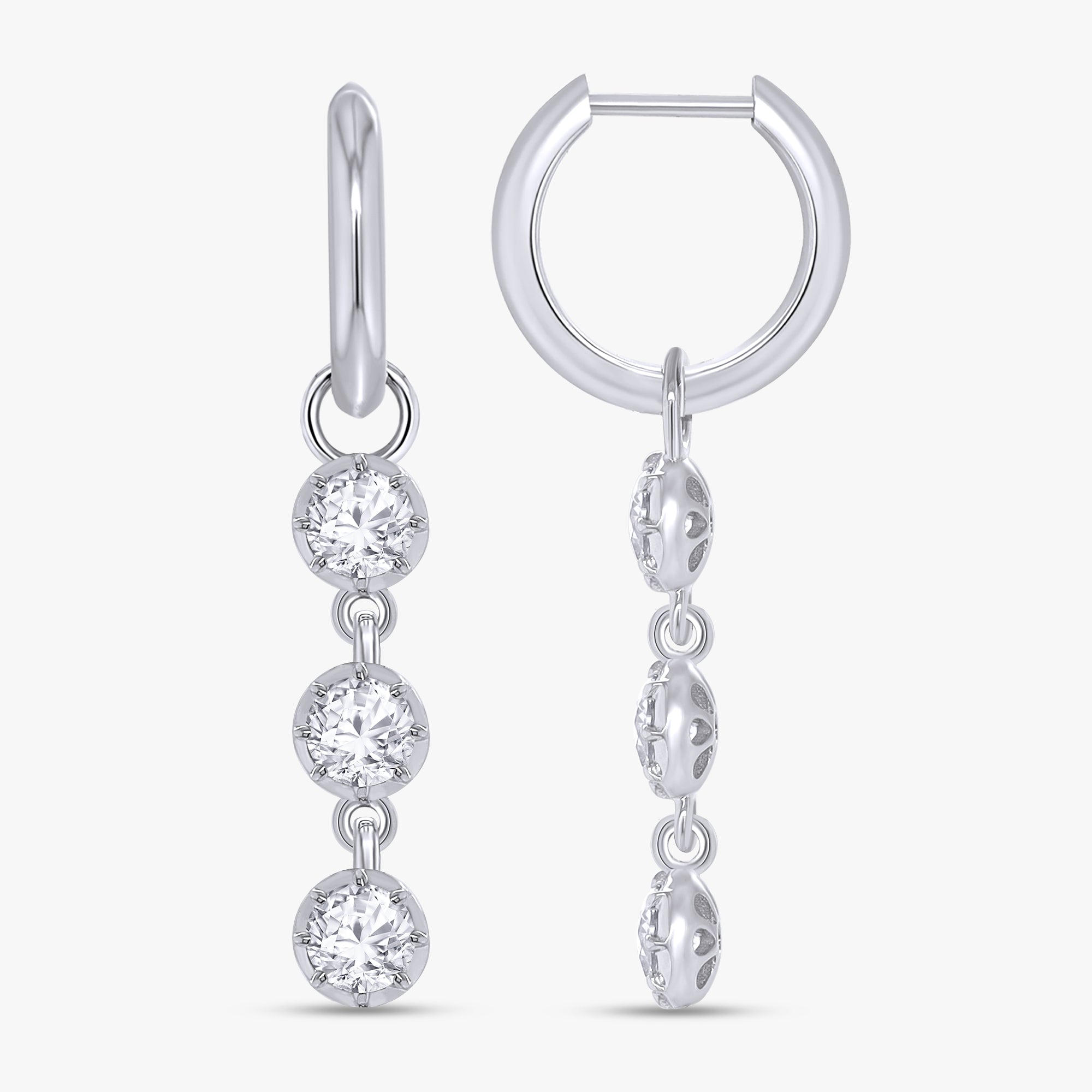 1.50 Carat Round Cut Lab Grown Diamond Dangle Drop Earrings