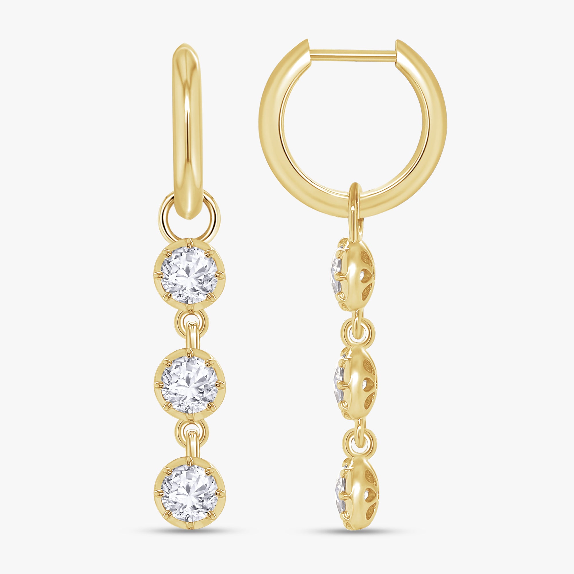 1.50 Carat Round Cut Lab Grown Diamond Dangle Drop Earrings