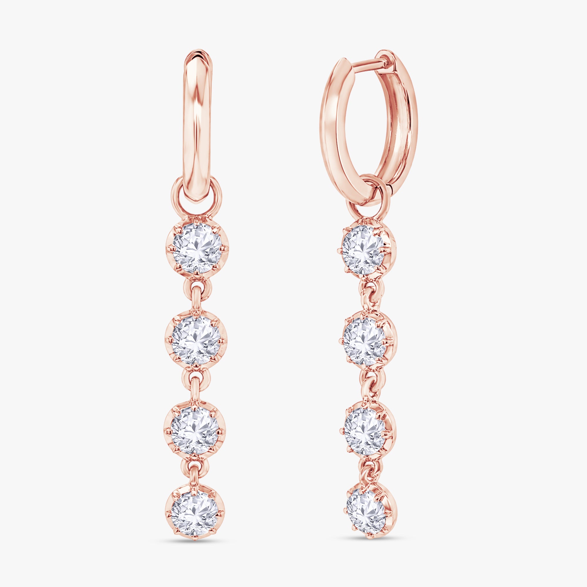 2.00 Carat Round Cut Lab Grown Diamond Dangle Drop Earrings
