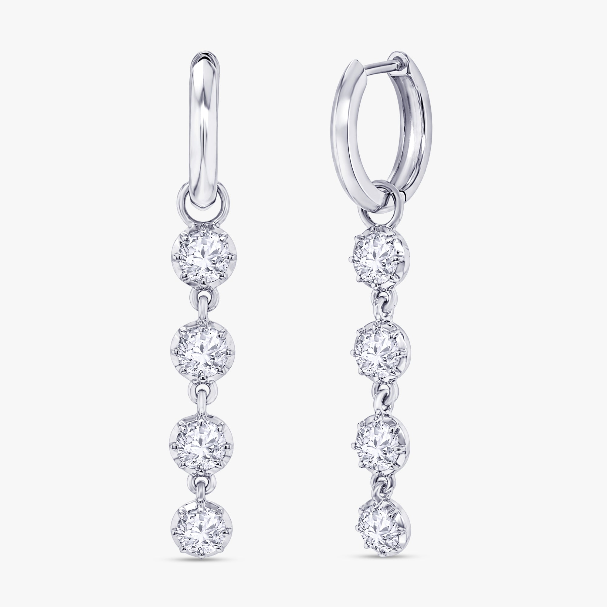 2.00 Carat Round Cut Lab Grown Diamond Dangle Drop Earrings