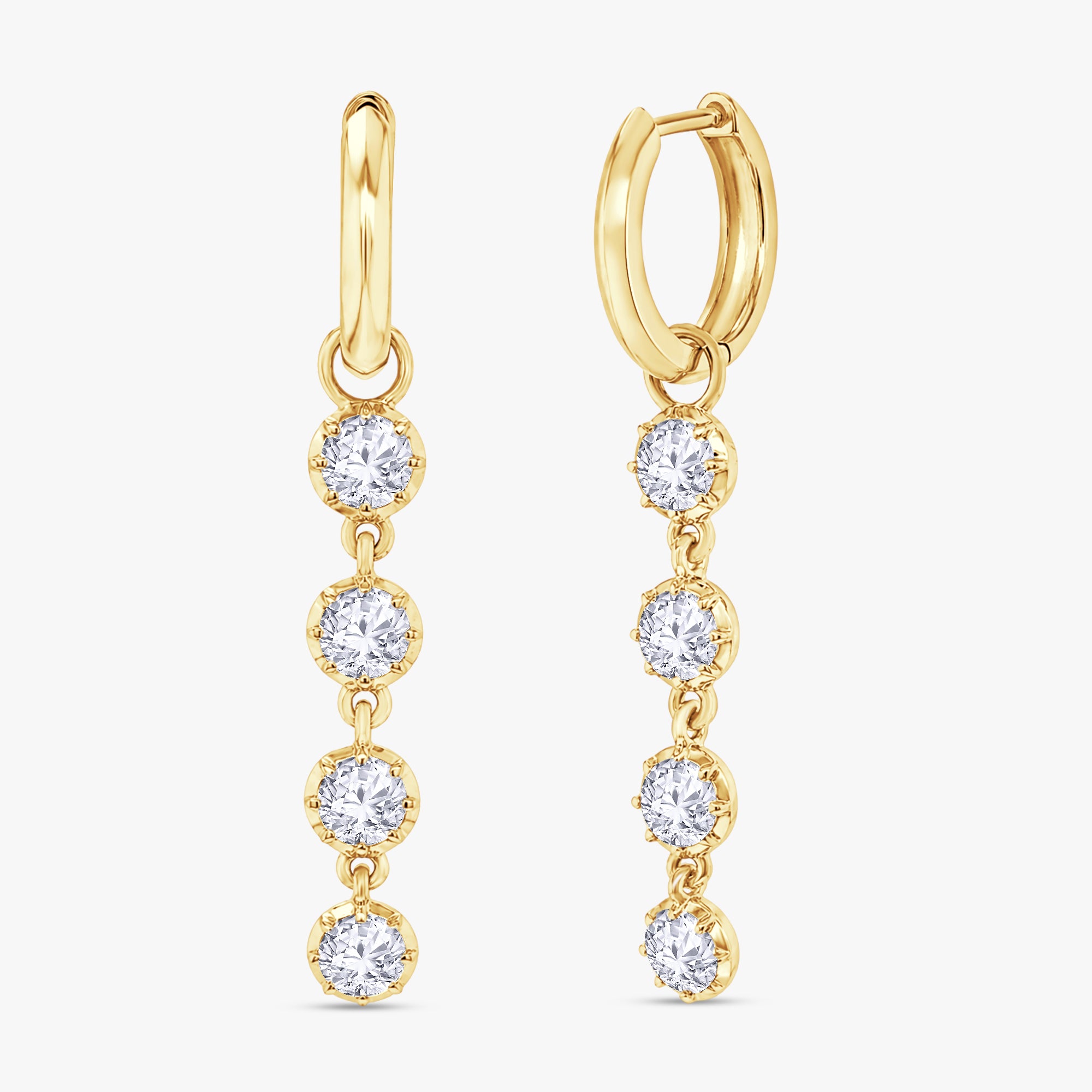 2.00 Carat Round Cut Lab Grown Diamond Dangle Drop Earrings