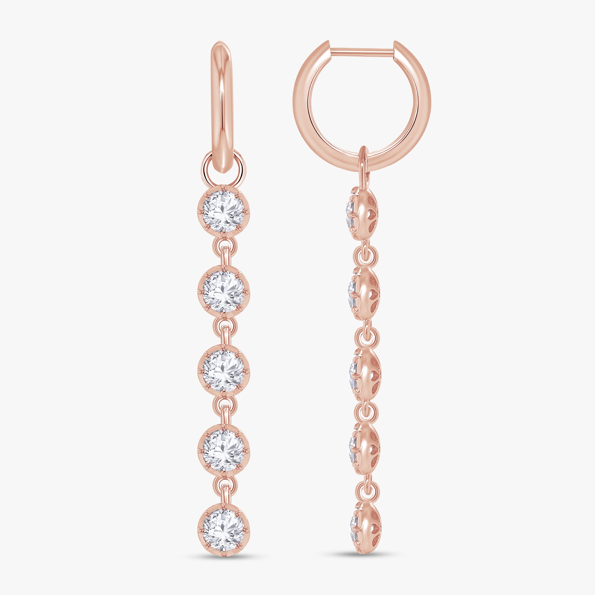 2.50 Carat Round Cut Lab Grown Diamond Linear Drop Earrings