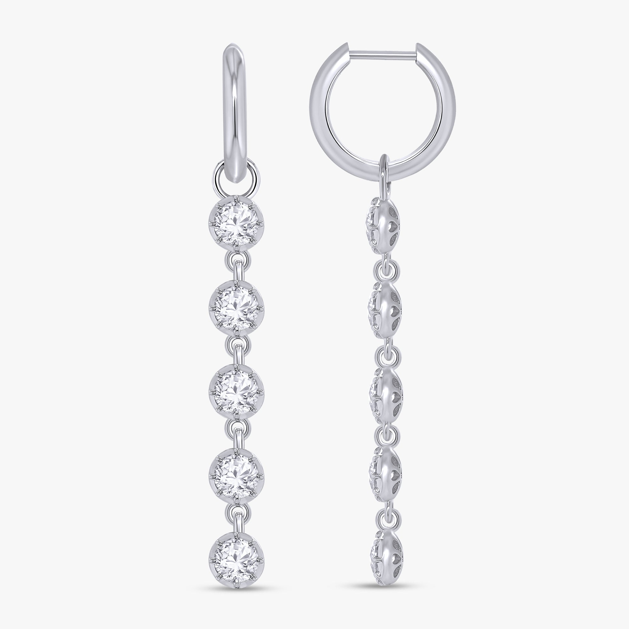 2.50 Carat Round Cut Lab Grown Diamond Linear Drop Earrings