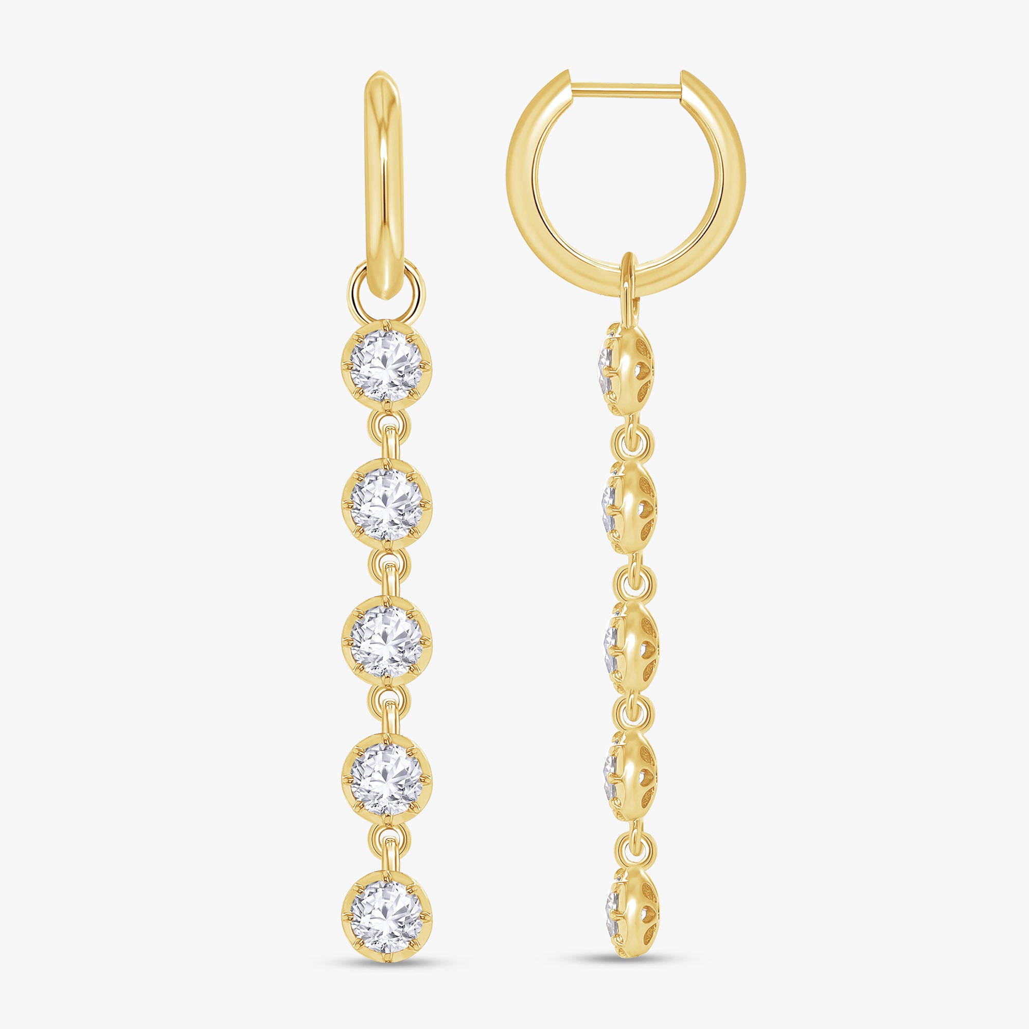 2.50 Carat Round Cut Lab Grown Diamond Linear Drop Earrings