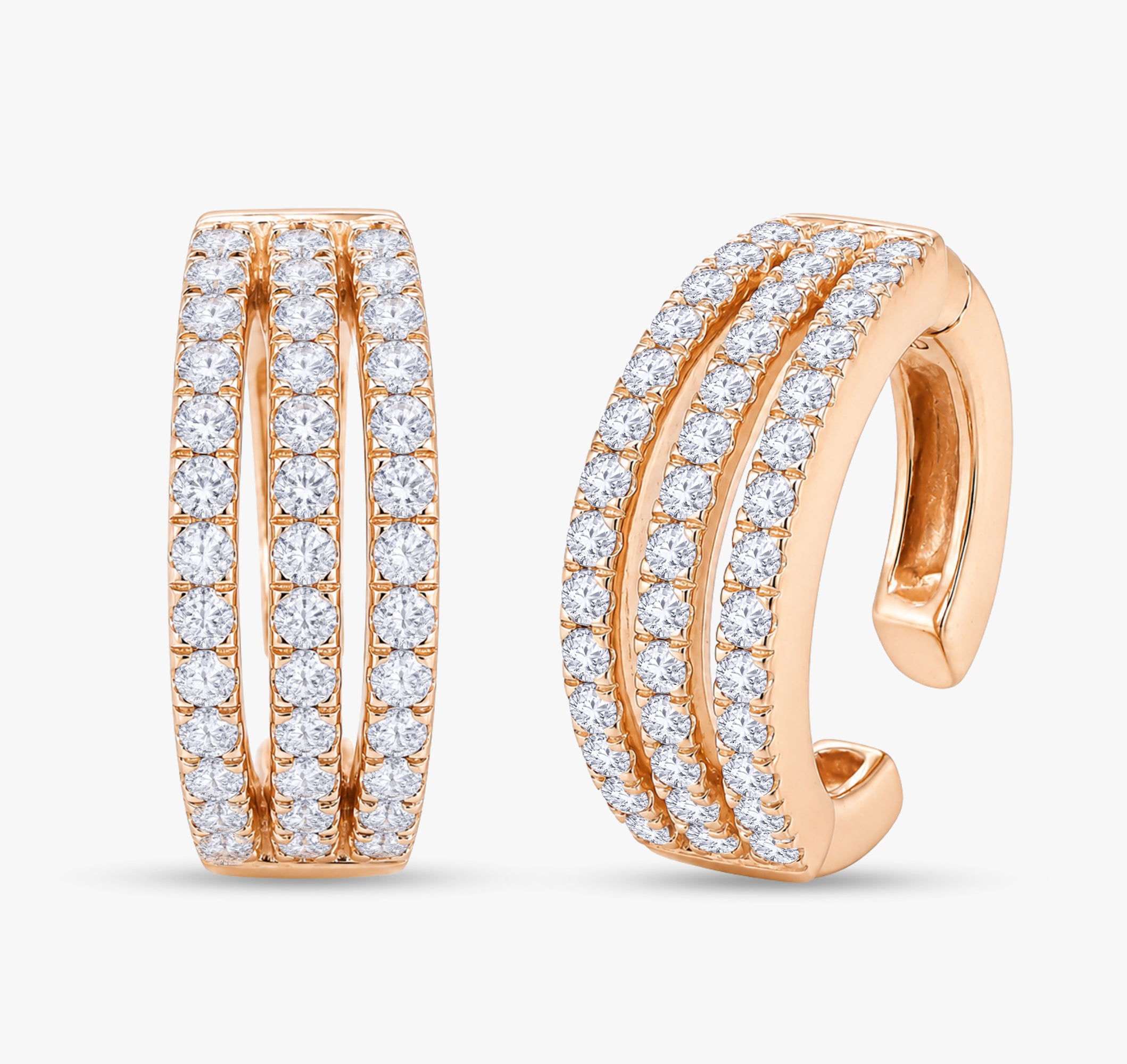0.20 Carat Round Cut Lab Grown Diamond Ear Cuff Earrings
