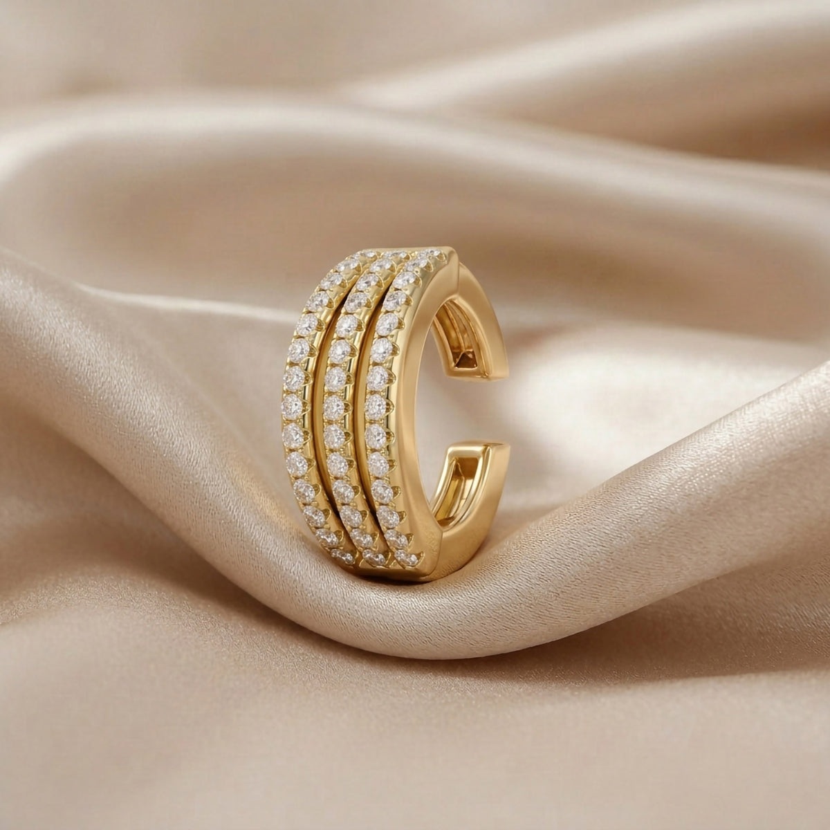 0.25 Carat Round Cut Lab Grown Diamond Ear Cuff Earrings