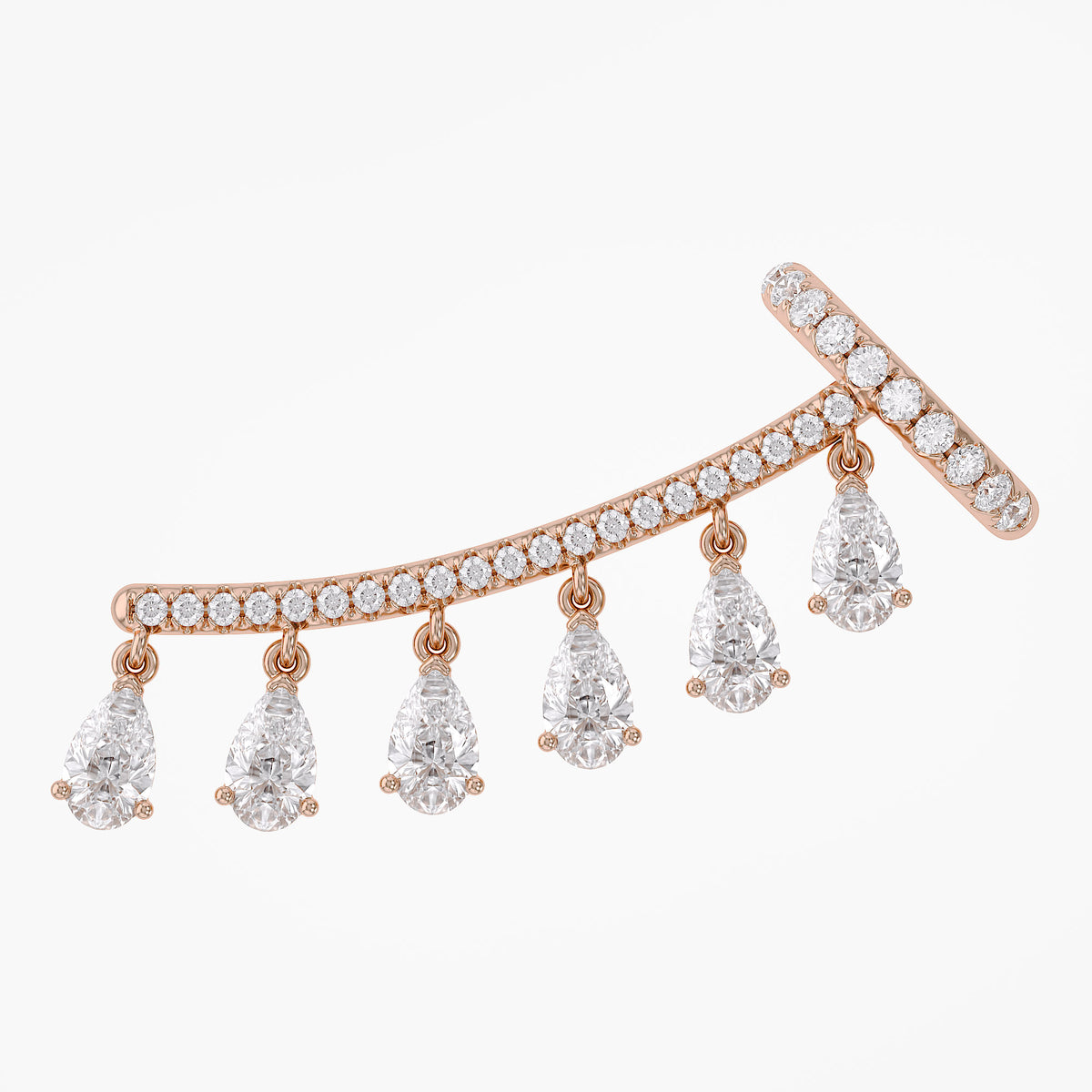 1.99 Carat Round Brilliant & Pear Cut Lab Grown Diamond Ear Cuffs