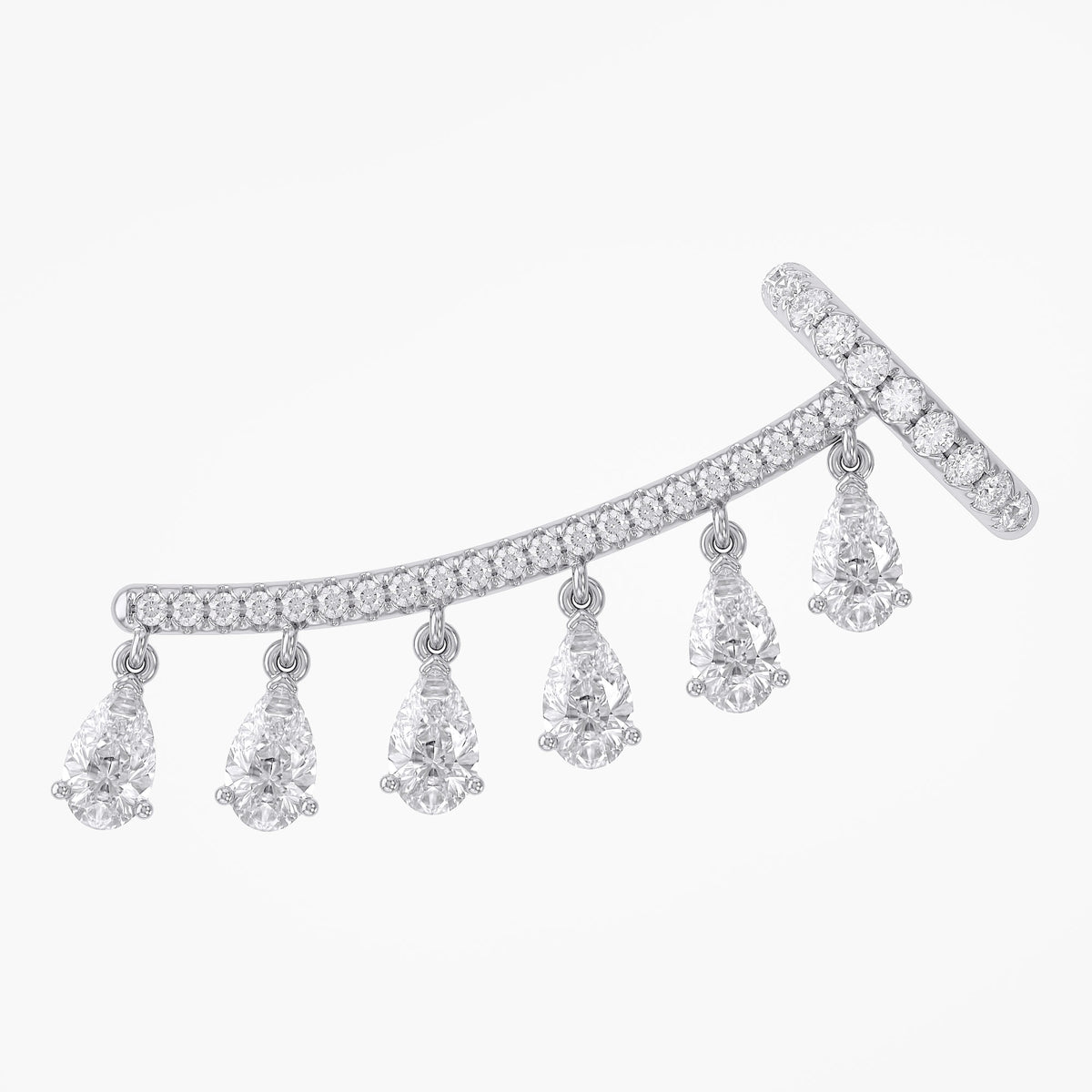 1.99 Carat Round Brilliant & Pear Cut Lab Grown Diamond Ear Cuffs