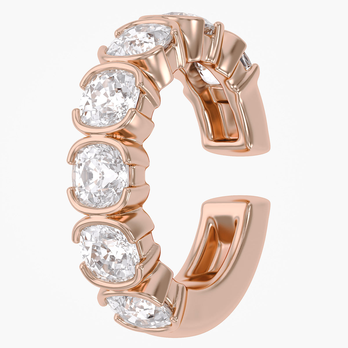 0.70 Carat Asscher Cut Lab Grown Diamond Ear Cuff Earrings