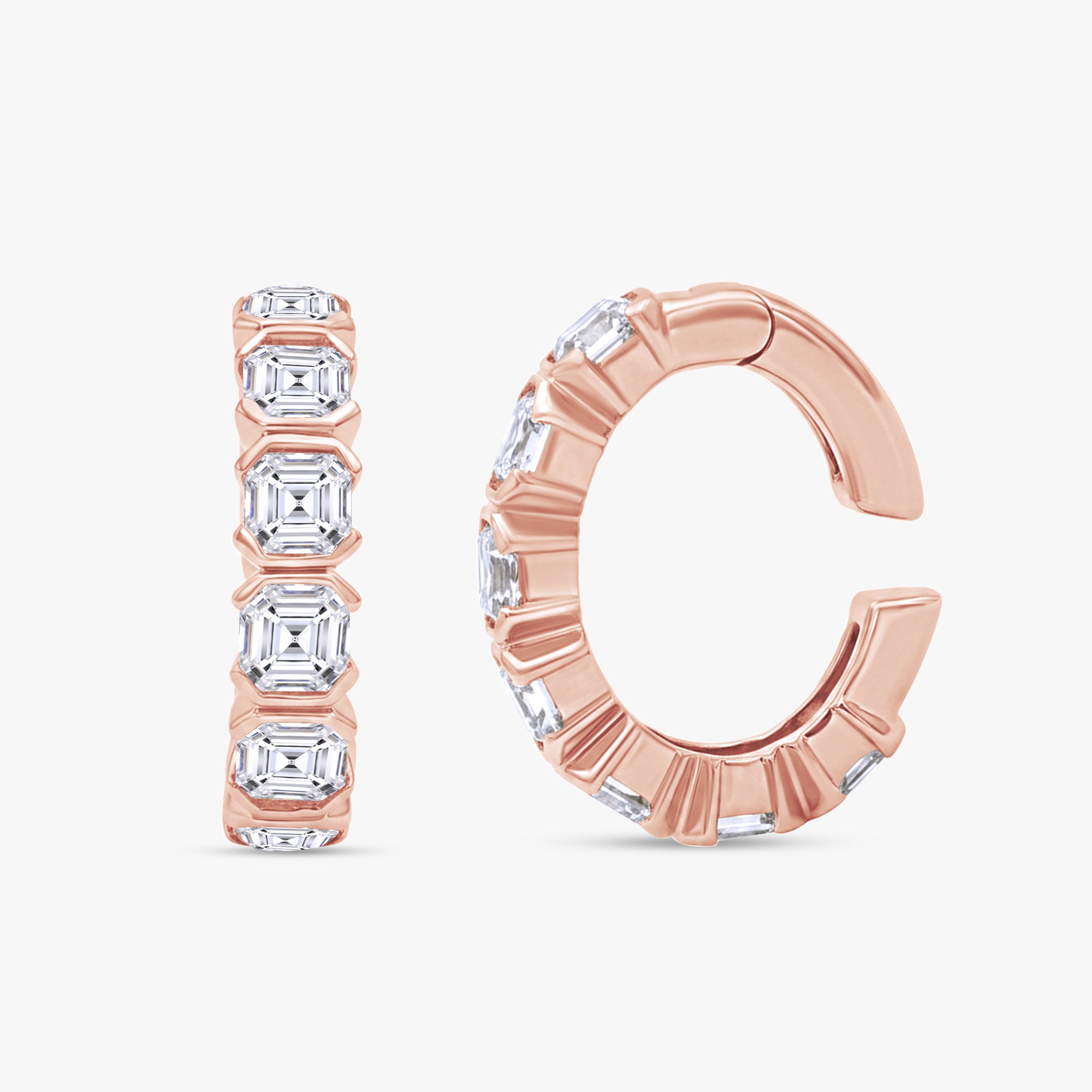 0.70 Carat Asscher Cut Lab Grown Diamond Ear Cuff Earrings