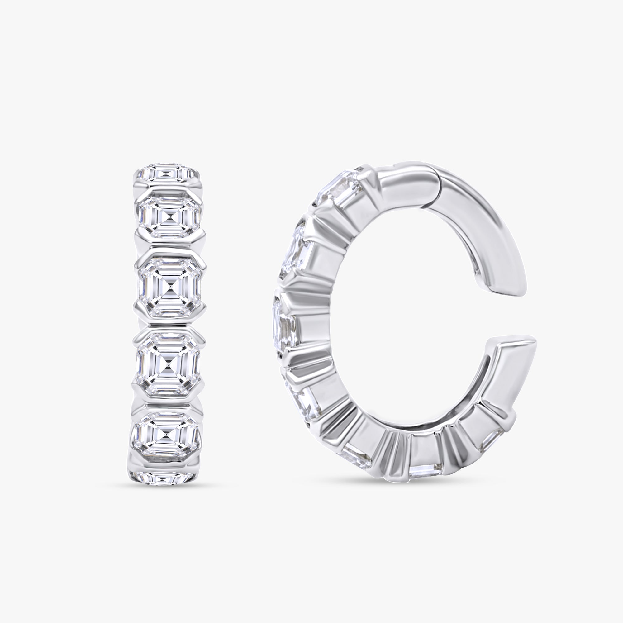 0.70 Carat Asscher Cut Lab Grown Diamond Ear Cuff Earrings