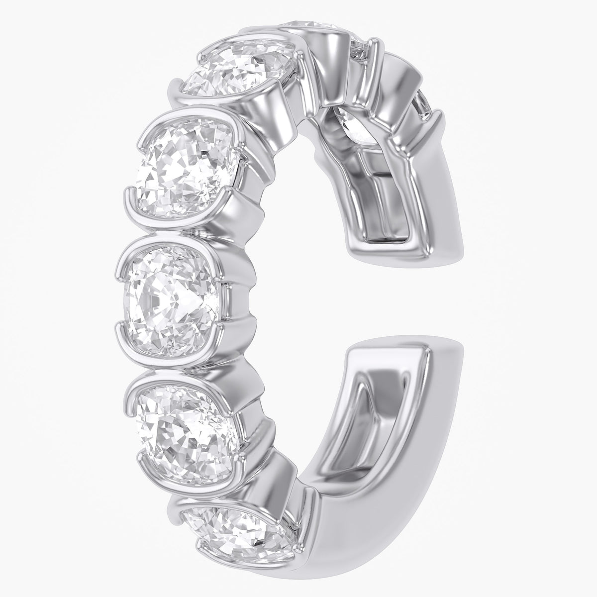 0.70 Carat Asscher Cut Lab Grown Diamond Ear Cuff Earrings
