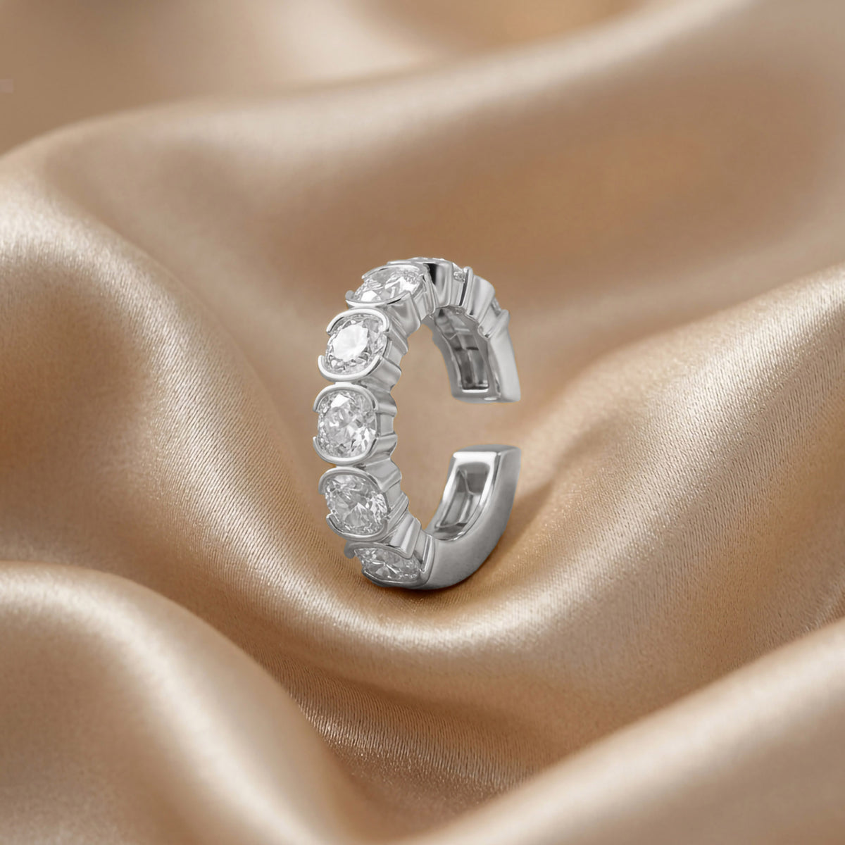 0.70 Carat Asscher Cut Lab Grown Diamond Ear Cuff Earrings