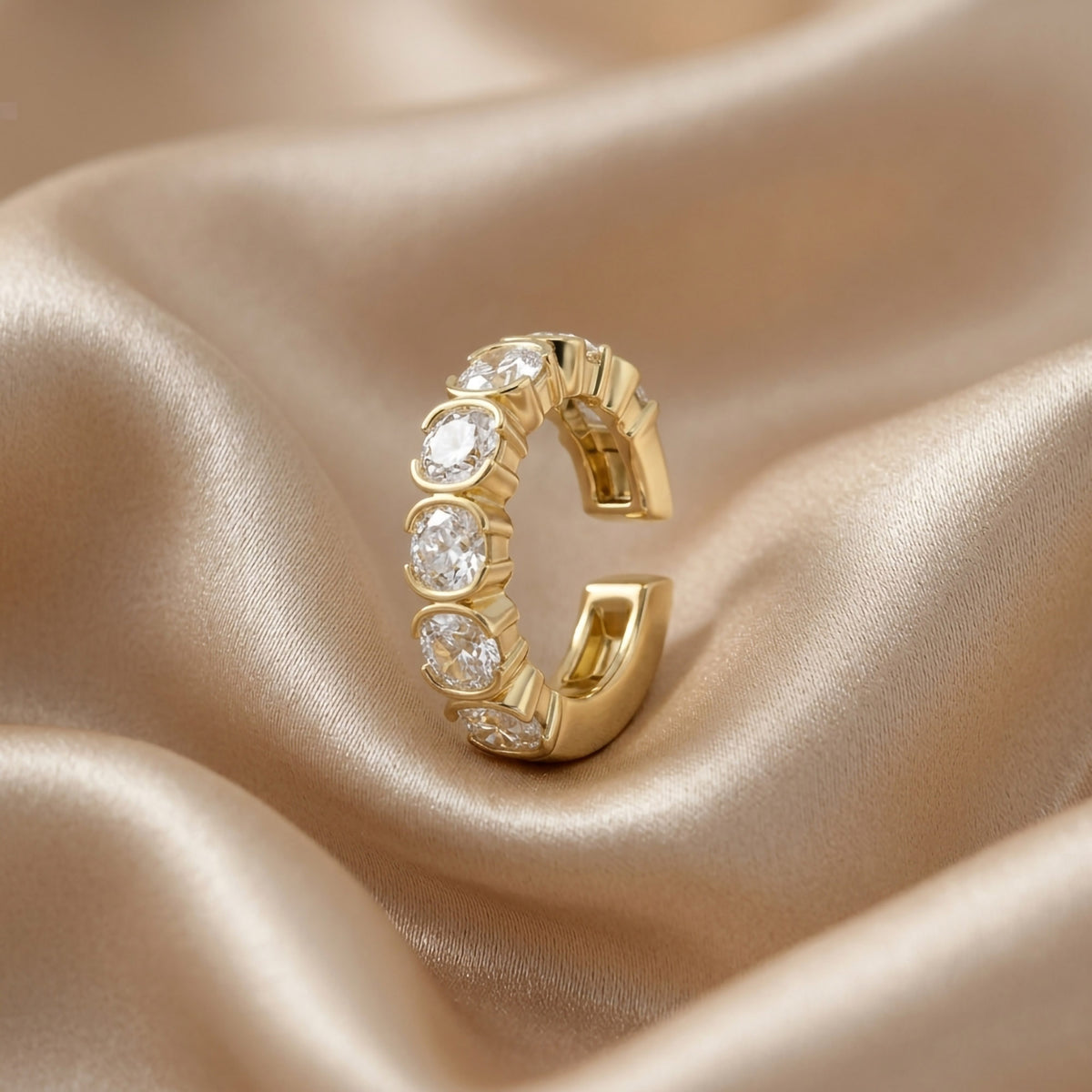 0.70 Carat Asscher Cut Lab Grown Diamond Ear Cuff Earrings