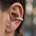 0.70 Carat Asscher Cut Lab Grown Diamond Ear Cuff Earrings