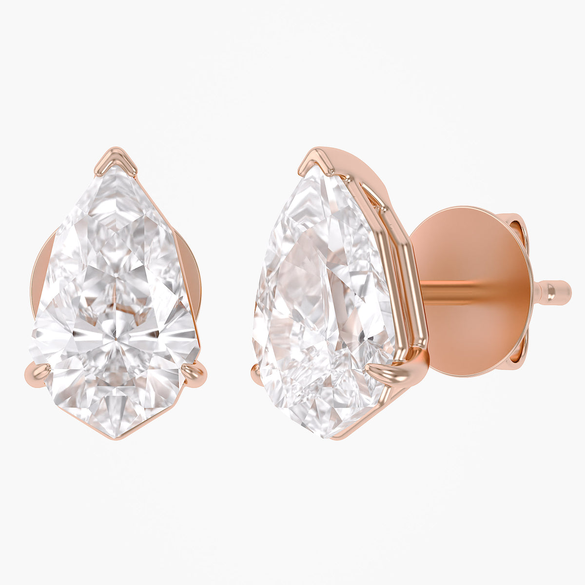 1.85 TCW  Pear Shape Lab Grown Diamond Solitaire Stud Earrings