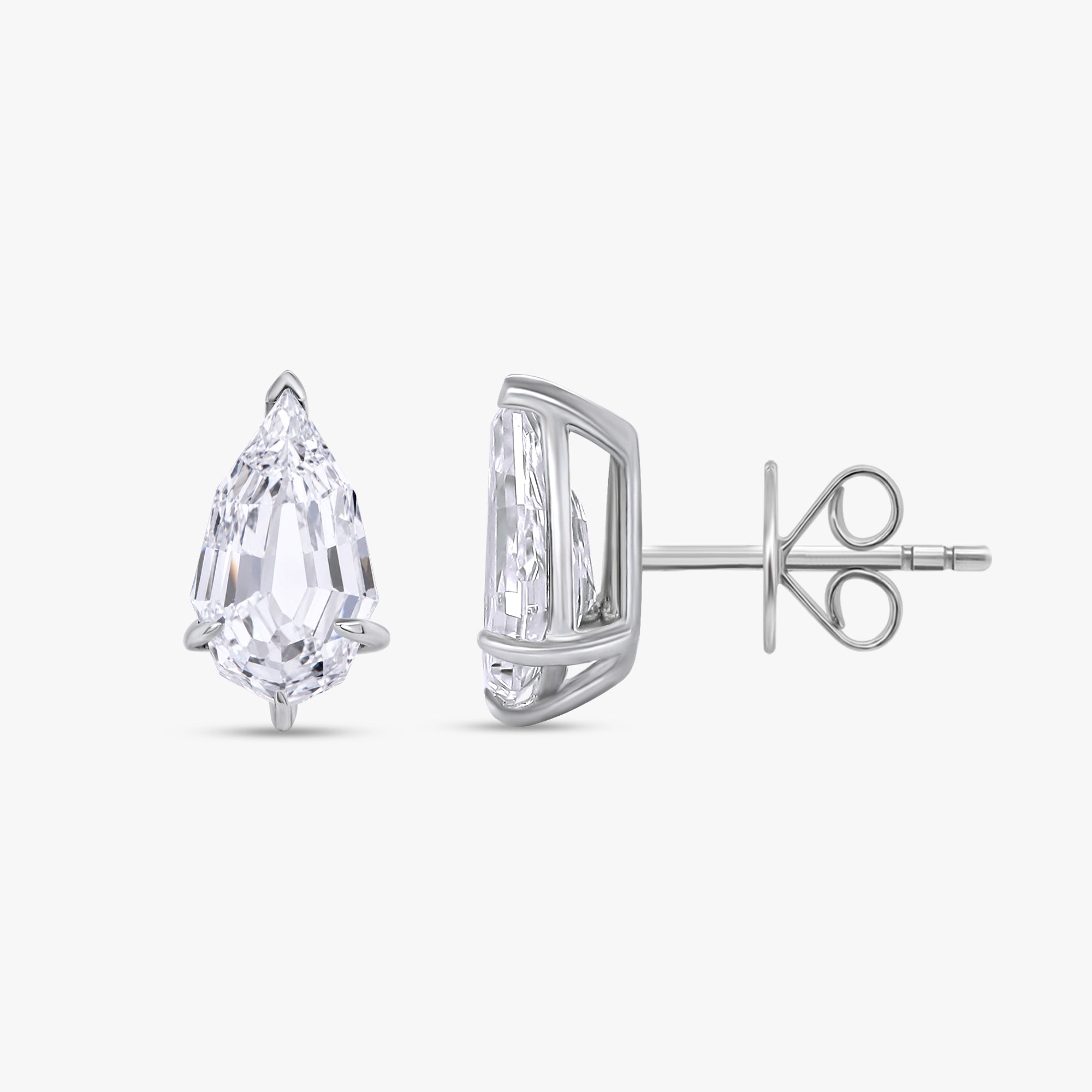 2.00 Carat Pear Shape Lab Grown Diamond Solitaire Stud Earrings