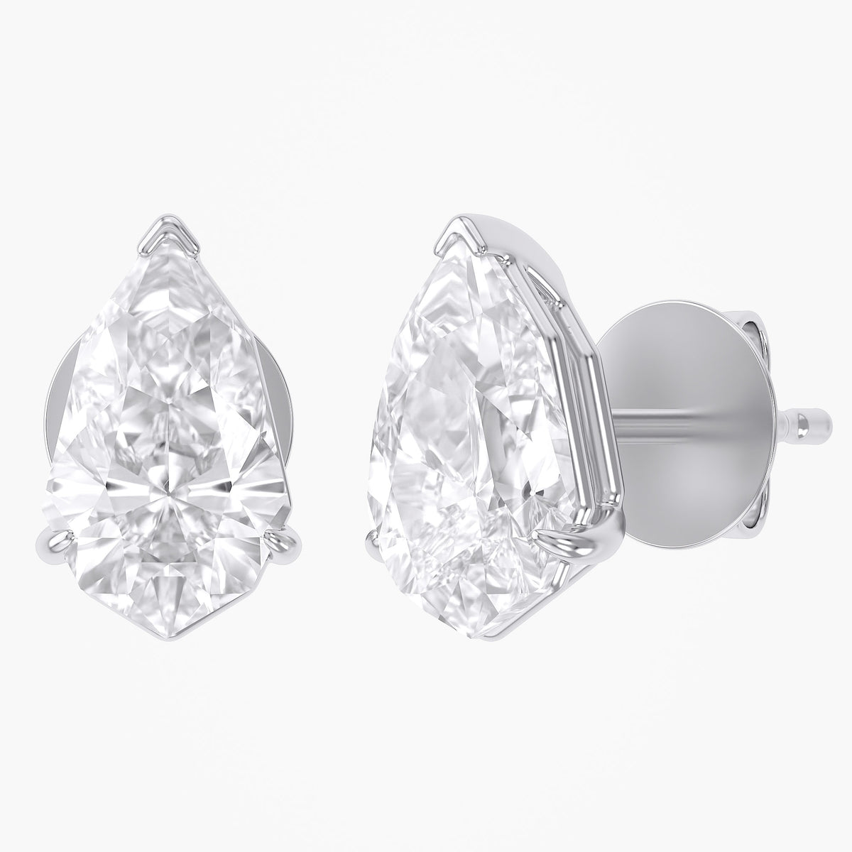 1.85 TCW  Pear Shape Lab Grown Diamond Solitaire Stud Earrings