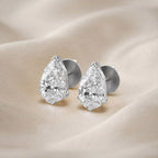 1.85 TCW  Pear Shape Lab Grown Diamond Solitaire Stud Earrings