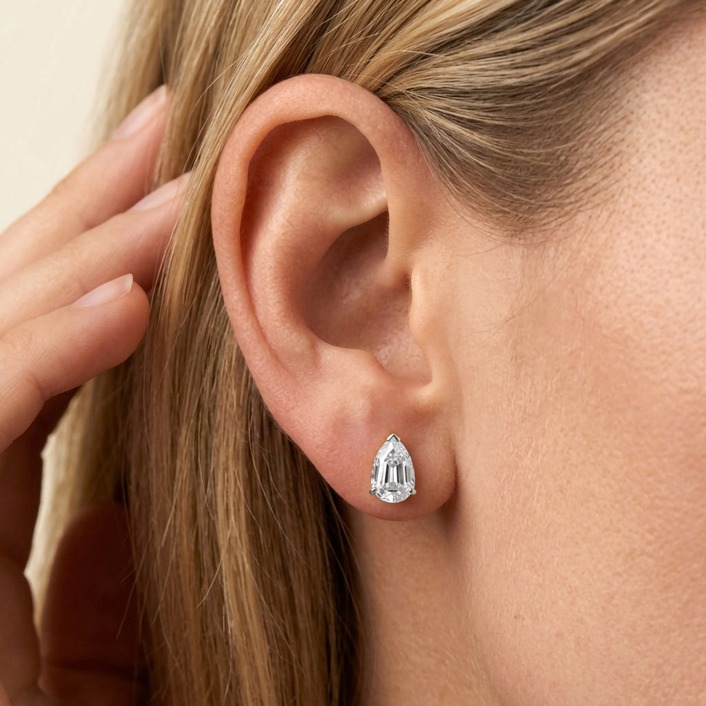 1.85 TCW  Pear Shape Lab Grown Diamond Solitaire Stud Earrings