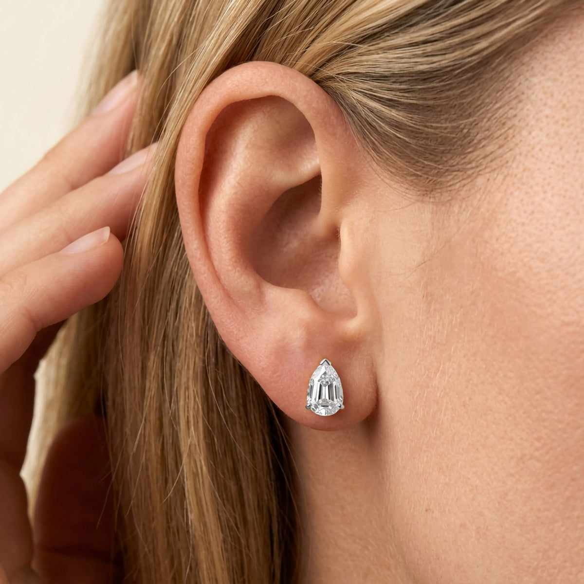 1.85 TCW  Pear Shape Lab Grown Diamond Solitaire Stud Earrings