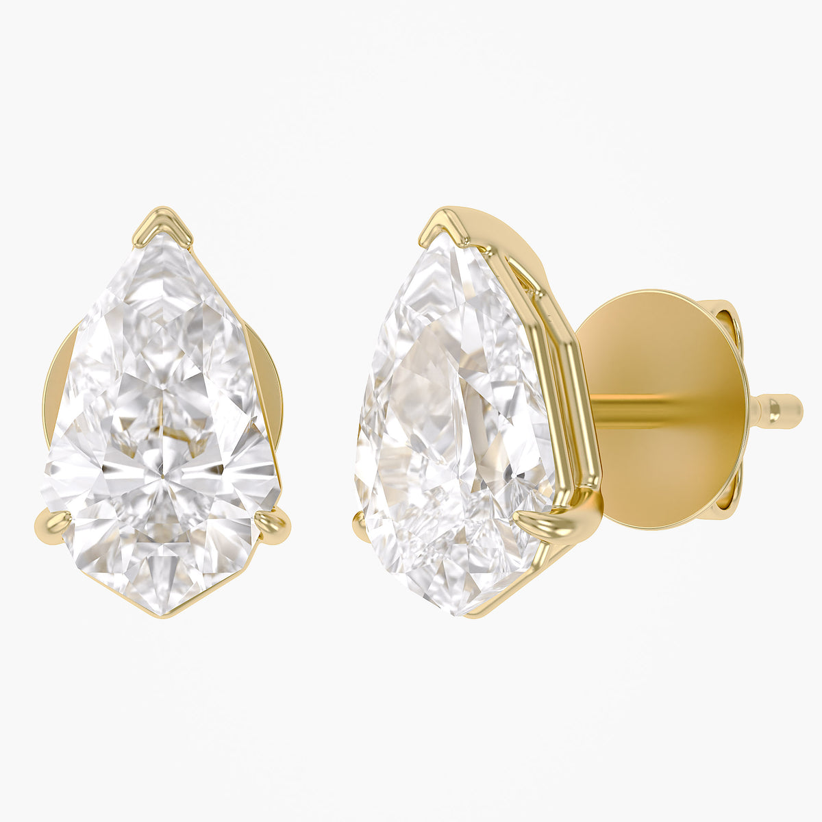 1.85 TCW  Pear Shape Lab Grown Diamond Solitaire Stud Earrings