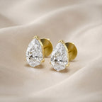 1.85 TCW  Pear Shape Lab Grown Diamond Solitaire Stud Earrings