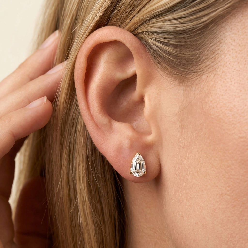 1.85 TCW  Pear Shape Lab Grown Diamond Solitaire Stud Earrings
