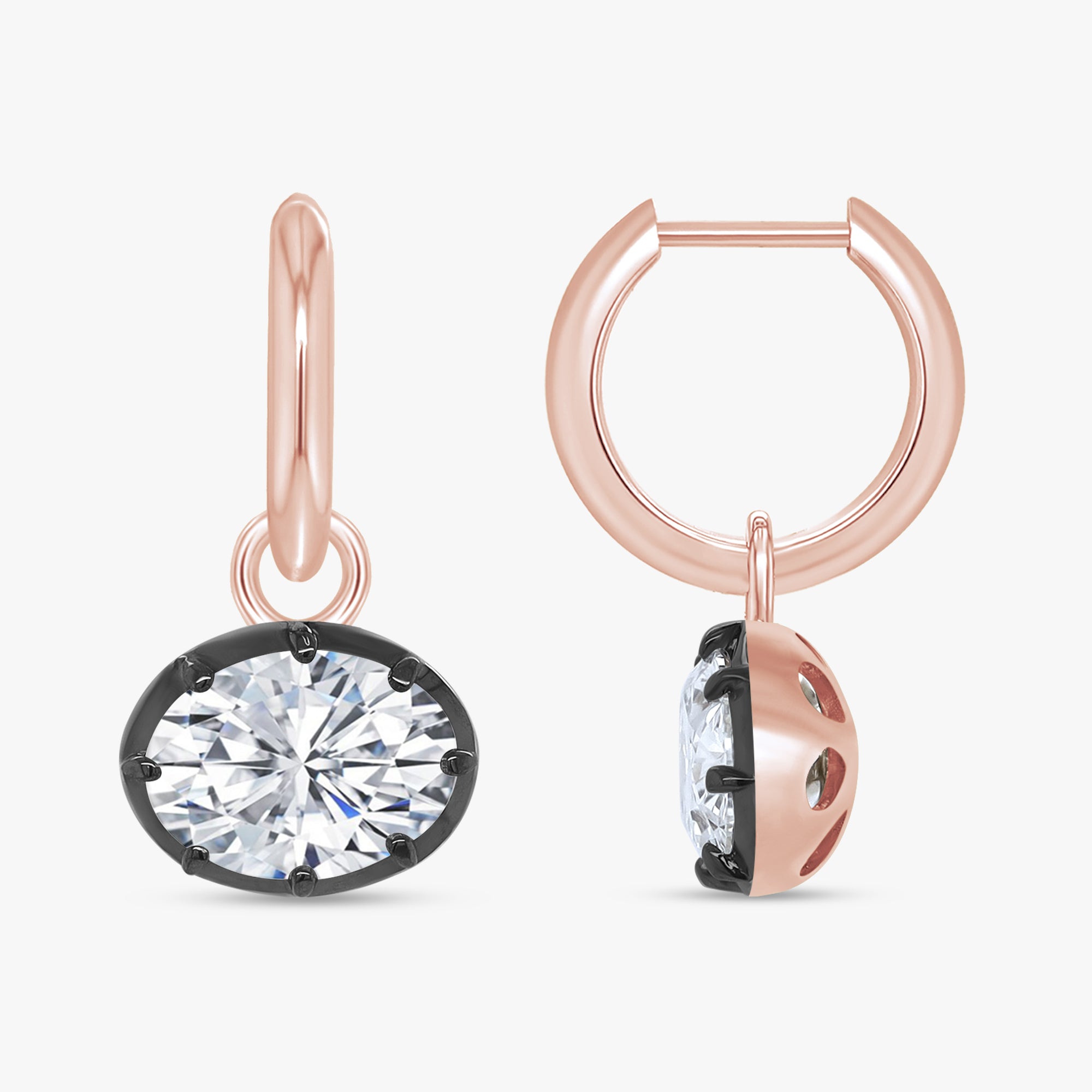 3.80 Carat Oval Cut Lab Grown Diamond Solitaire Hoop Earrings
