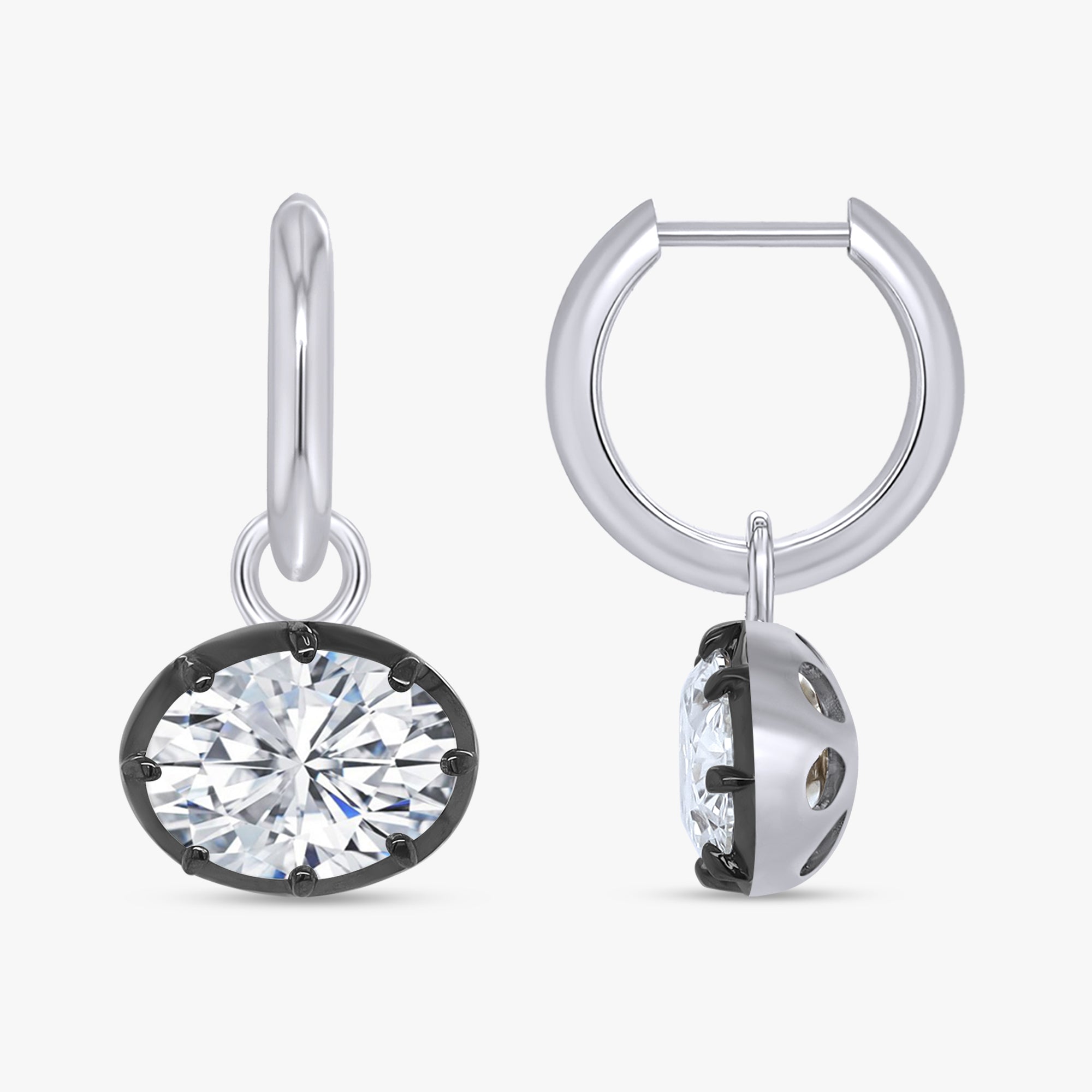 3.80 Carat Oval Cut Lab Grown Diamond Solitaire Hoop Earrings